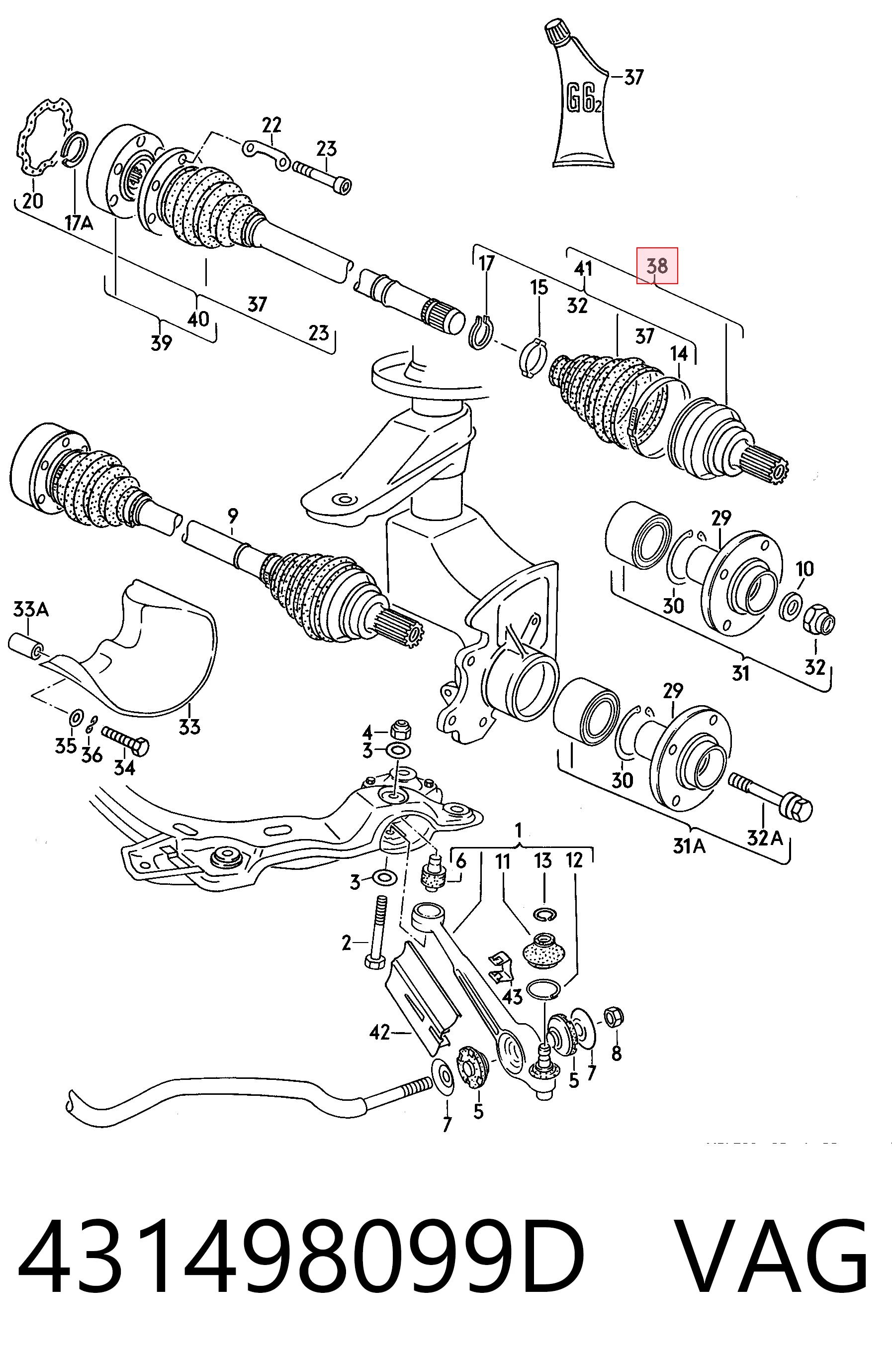 Comprar Junta homocinetica Audi 100 C2 43