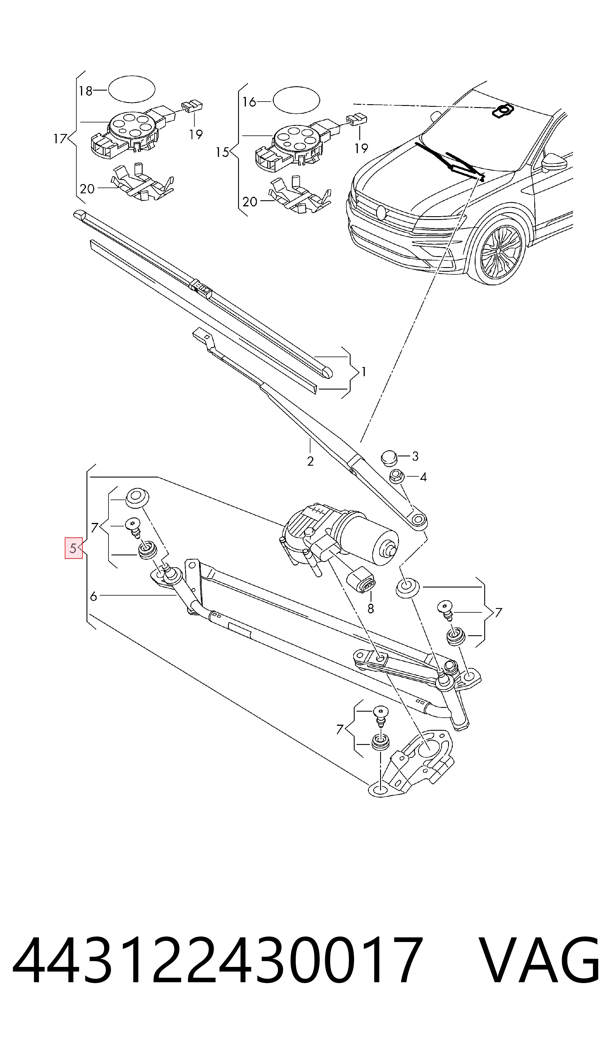 Trapezio del limpiaparabrisas Skoda KAROQ SUV (NU7, ND7) (2017 - 2026) precio, desde 76,96 EUR