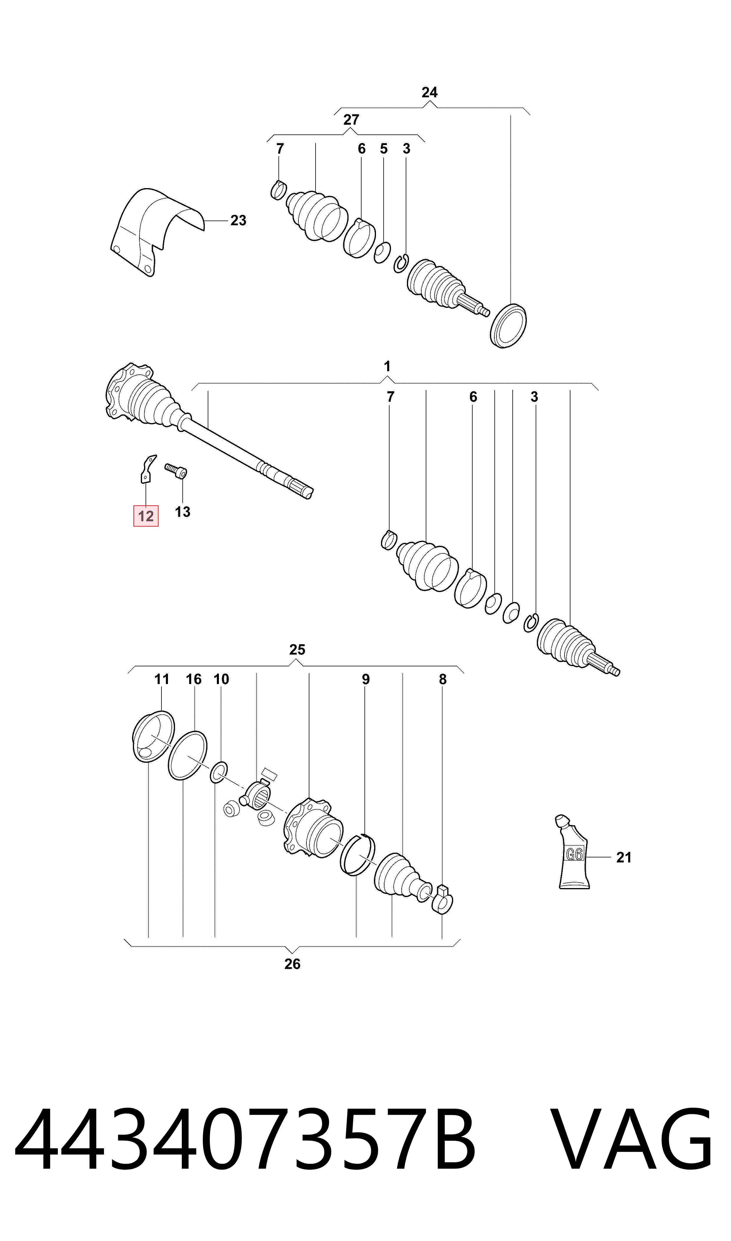 443407357B VAG Junta homocinética interna delantera
