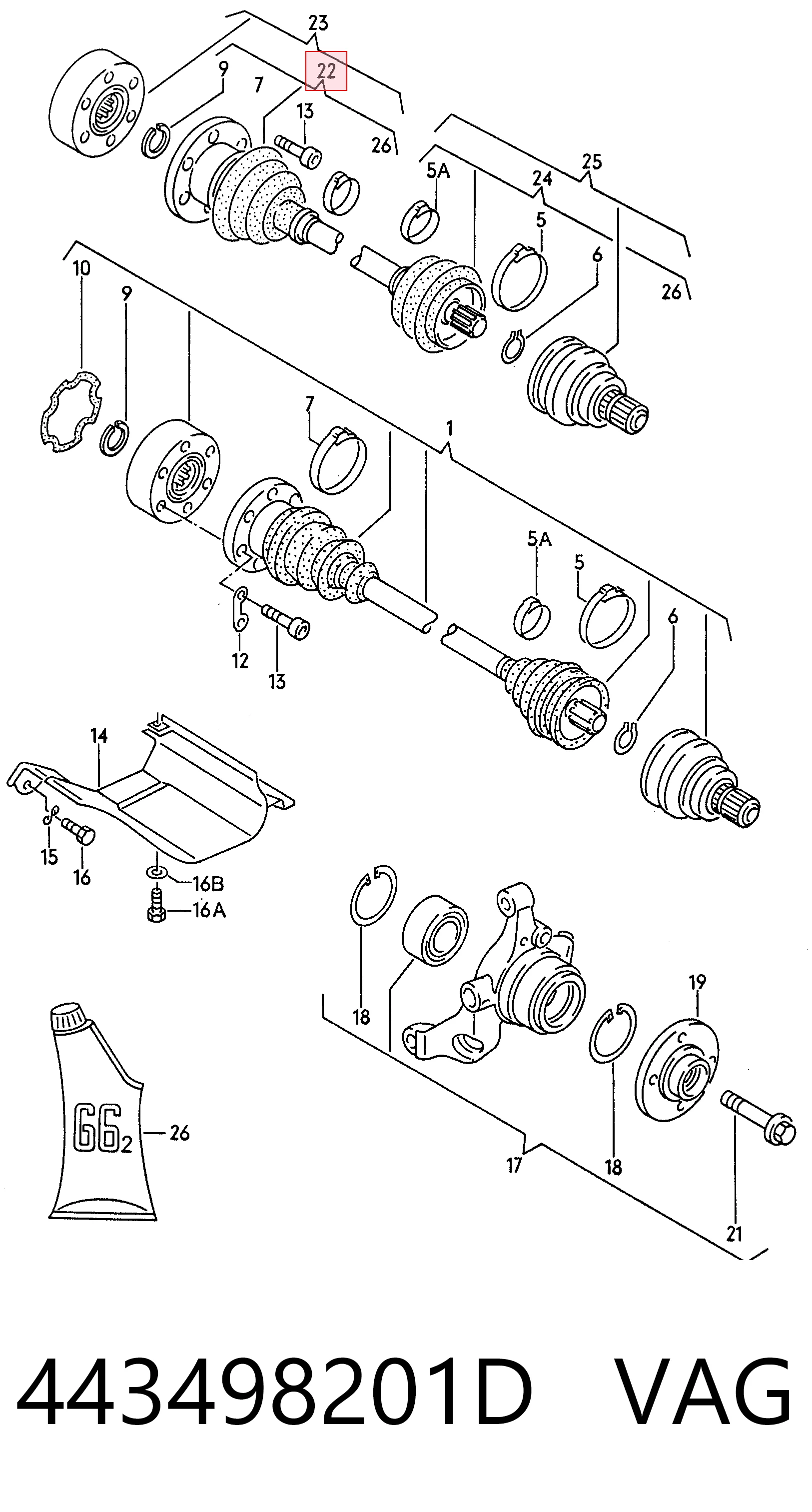 443498201D VAG Fuelle palier delantero interior