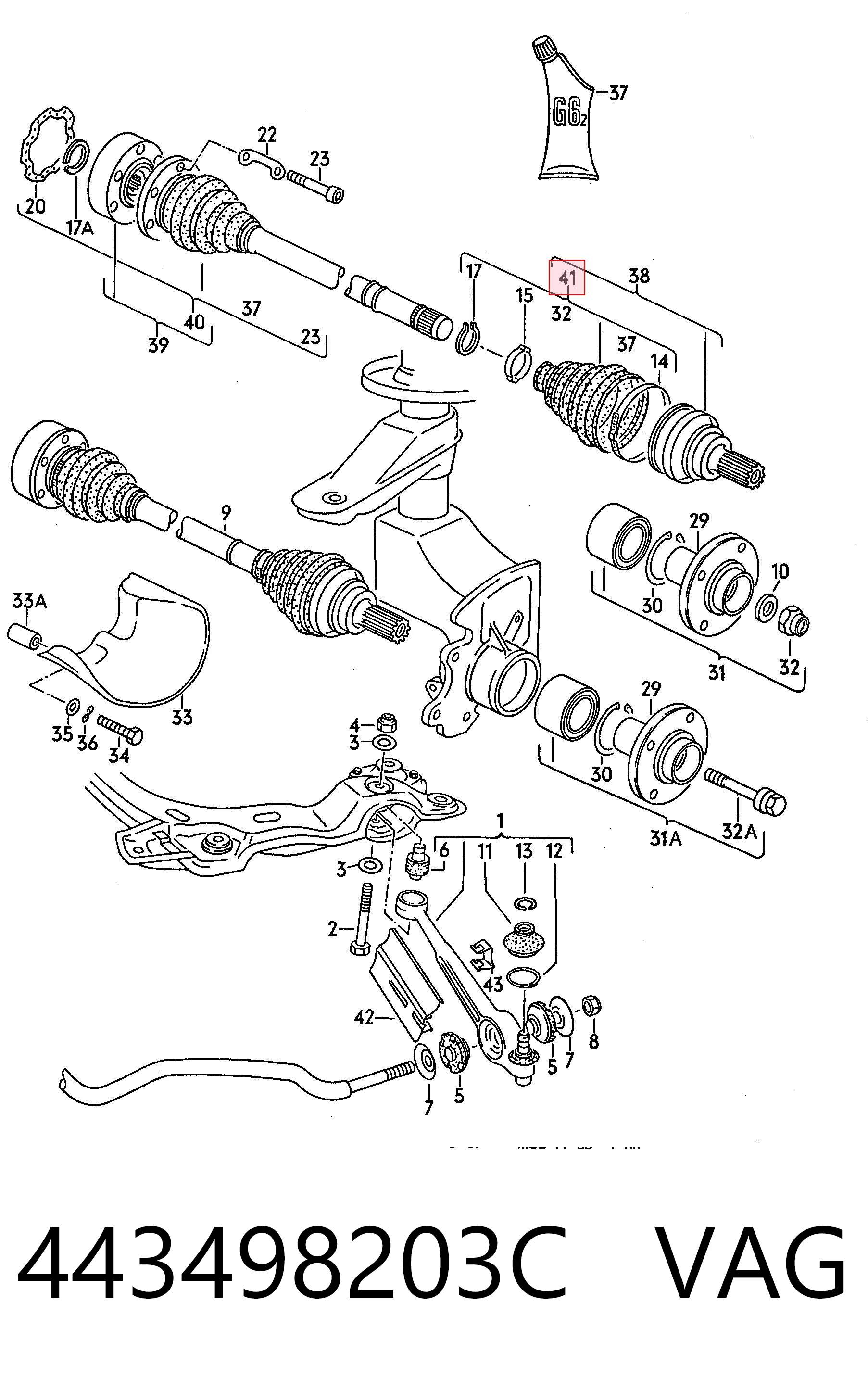 Fuelle transmisión delantero exterior Audi 100  (1982-1990)