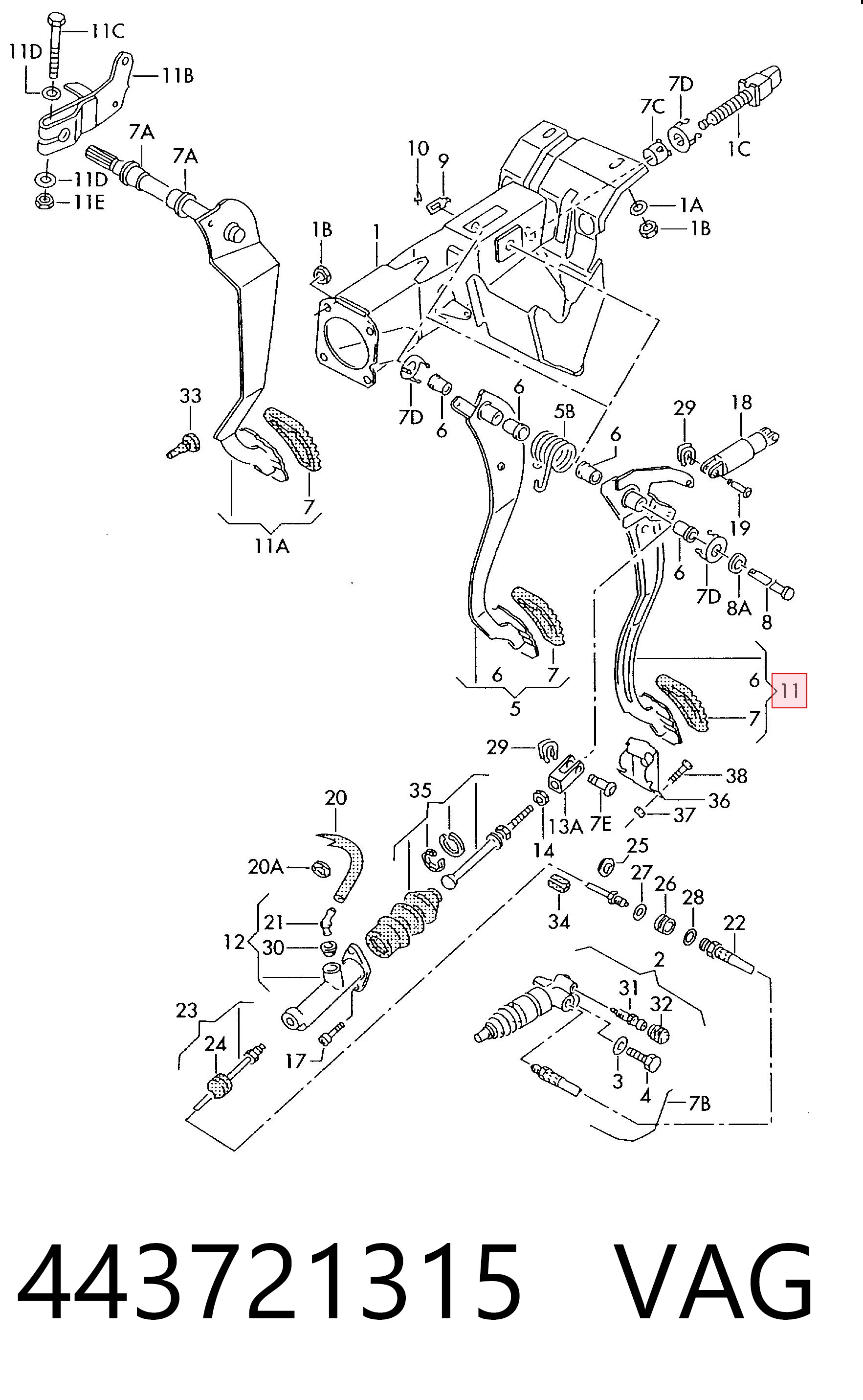 Comprar Pedal de embrague Audi 100 44, 44Q a bajo precio