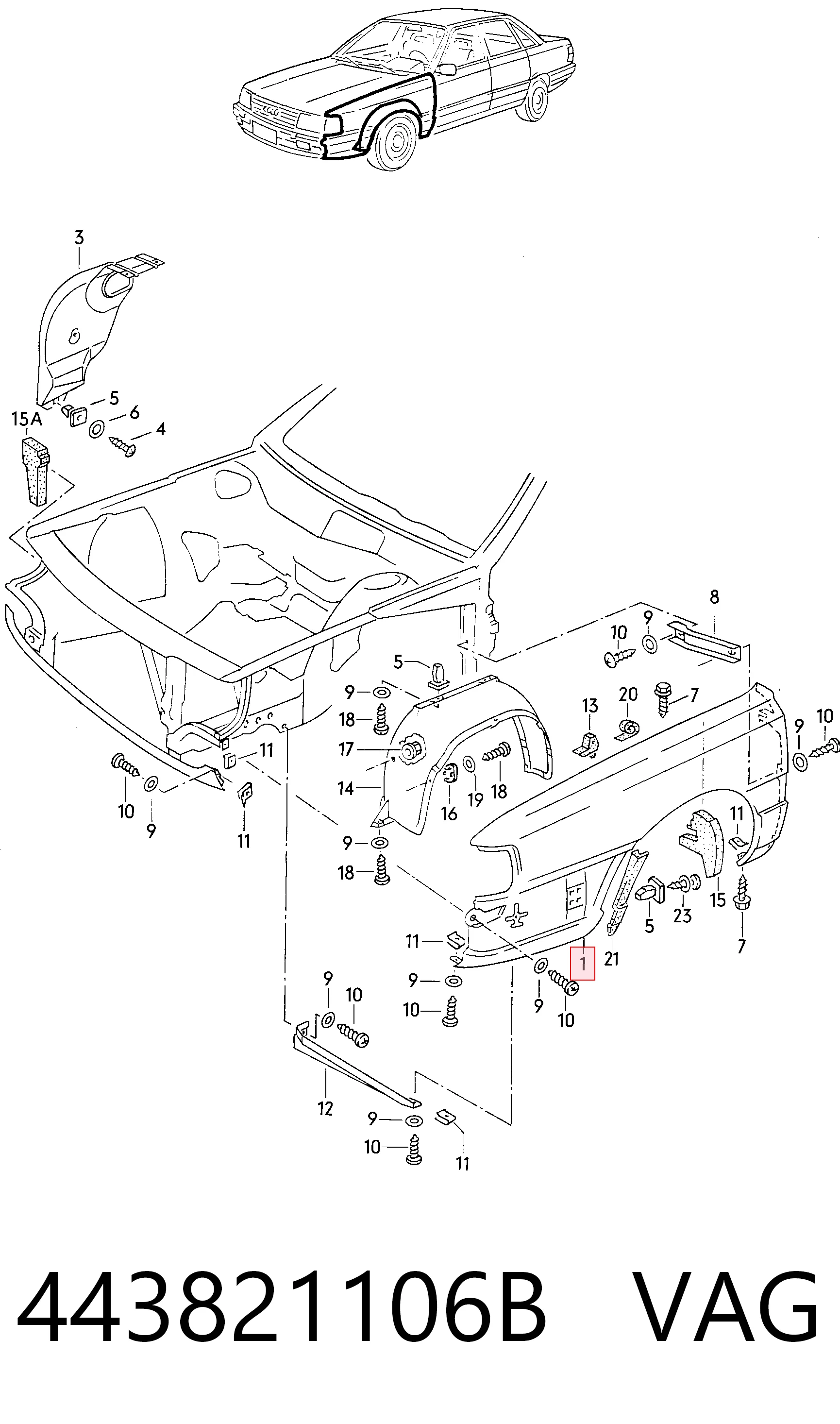 Comprar Aleta delantera derecha Audi 100 44, 44Q a bajo precio