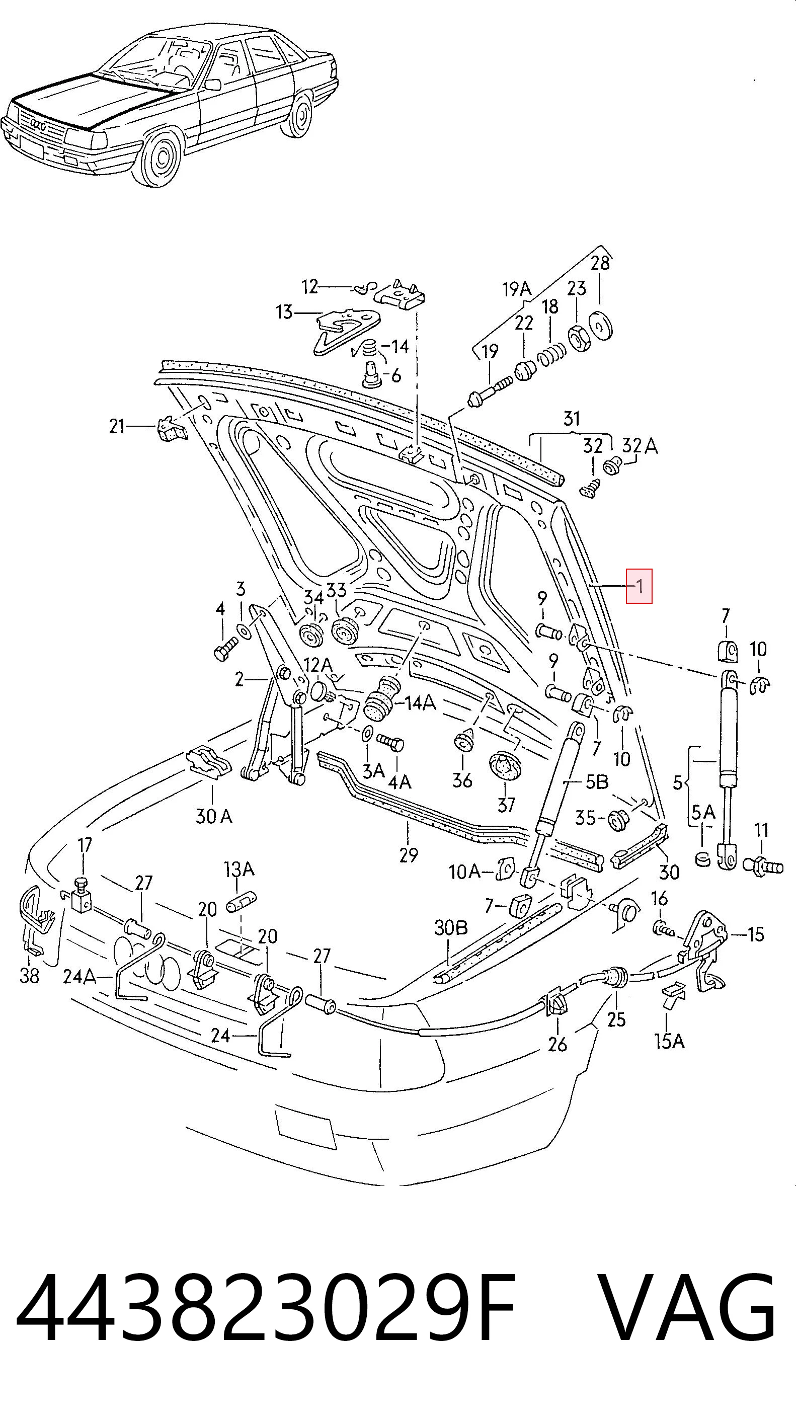 Capó delantero para Audi 100 C3 44, 44Q