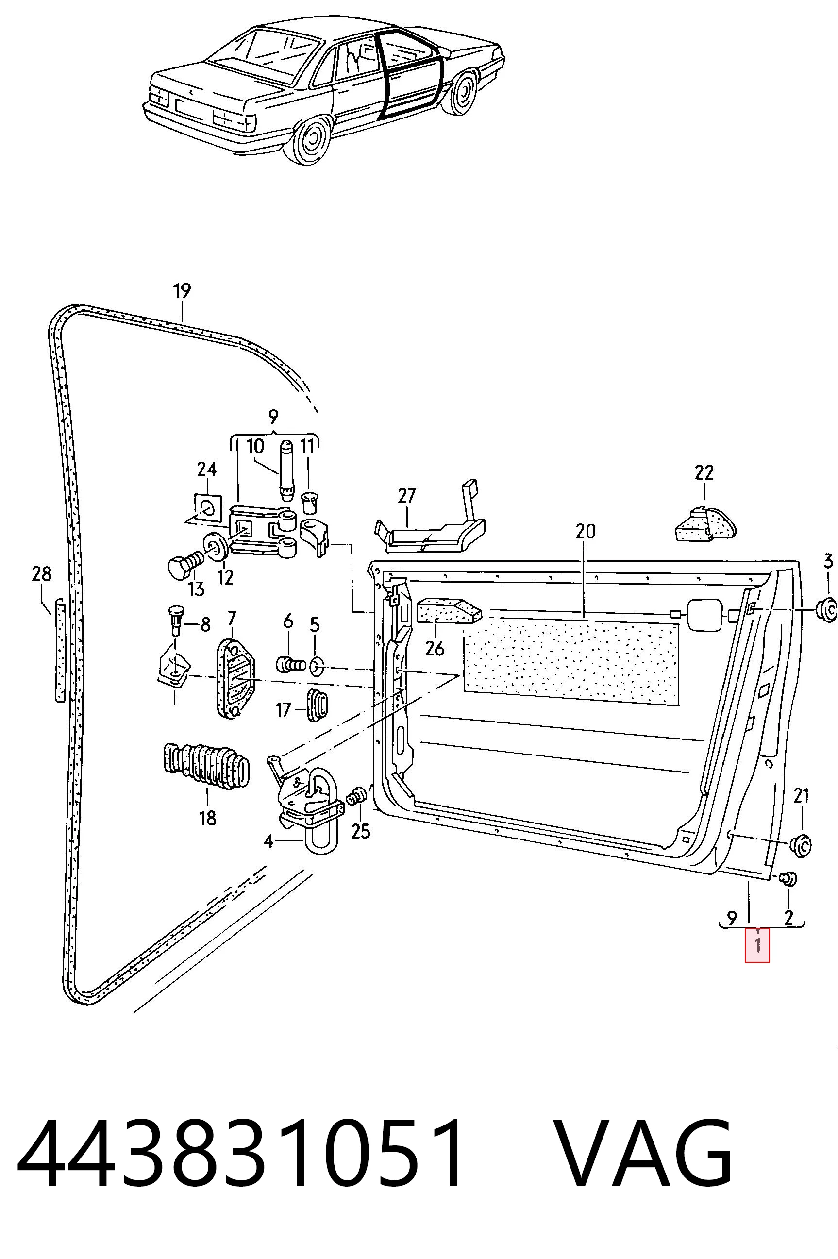 Comprar Puerta delantera izquierda Audi 100 44, 44Q a bajo precio