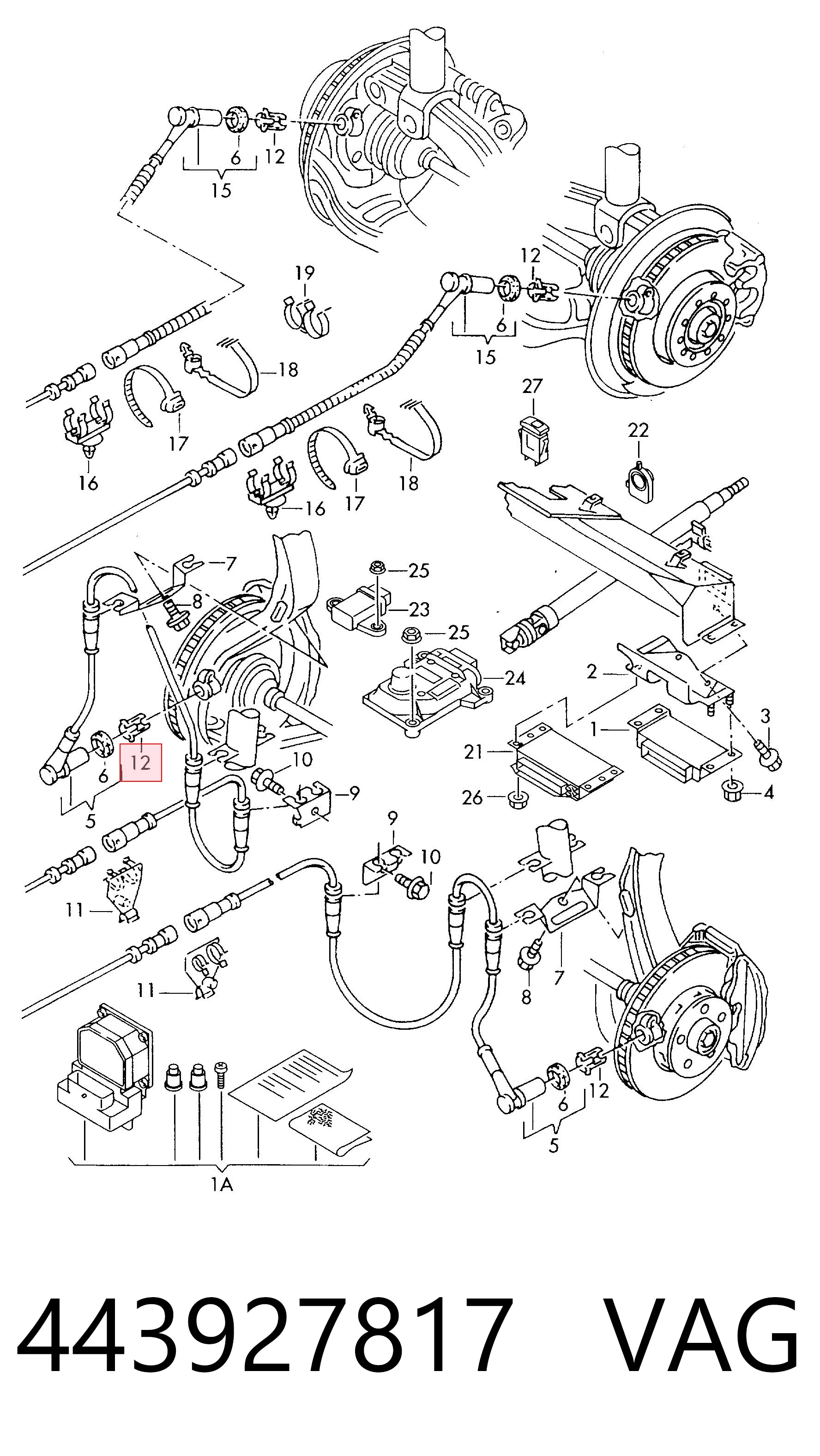 443927817 VAG Soporte sensor ABS