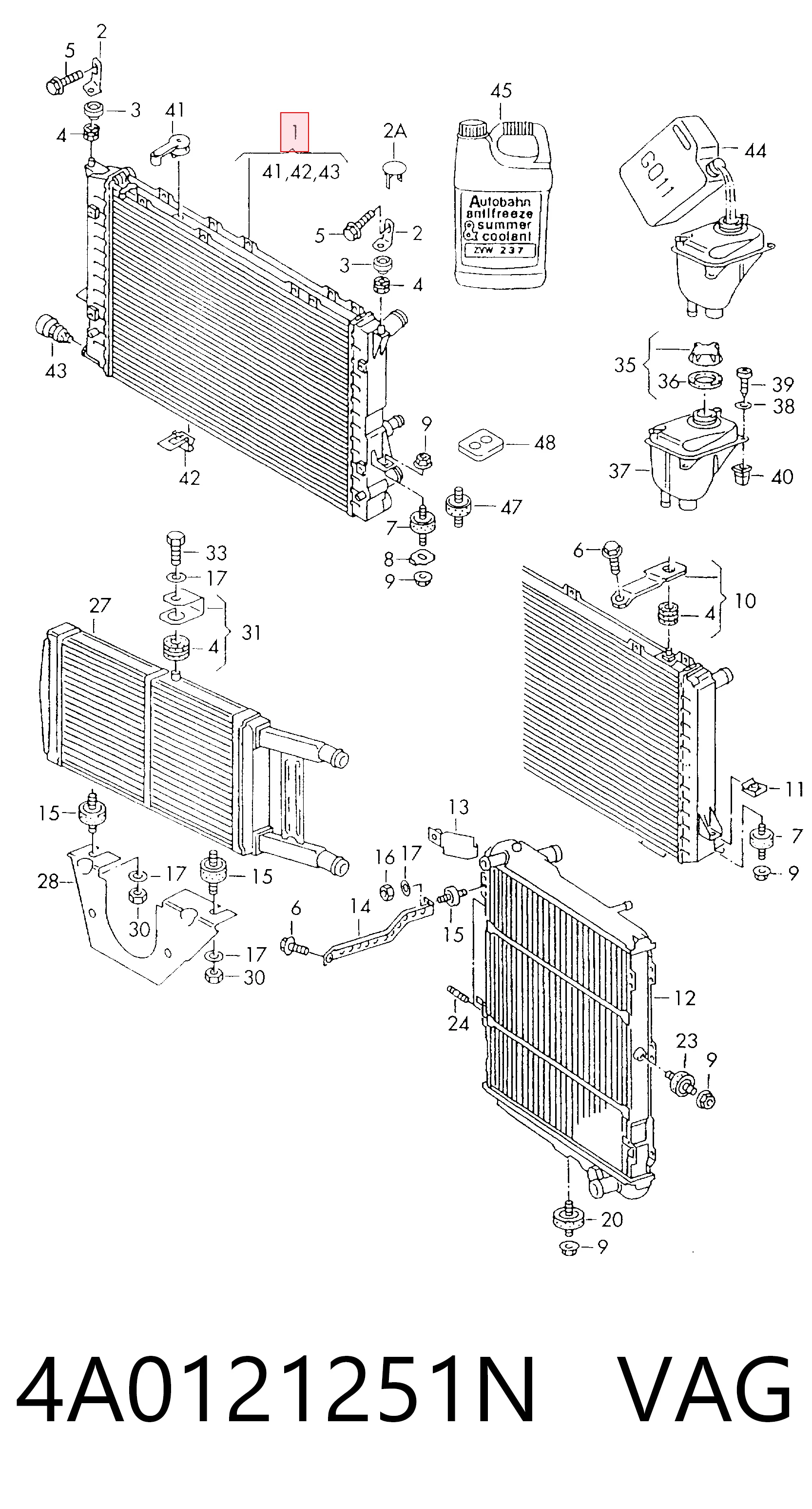 Radiador de agua Audi 100  (4A2)