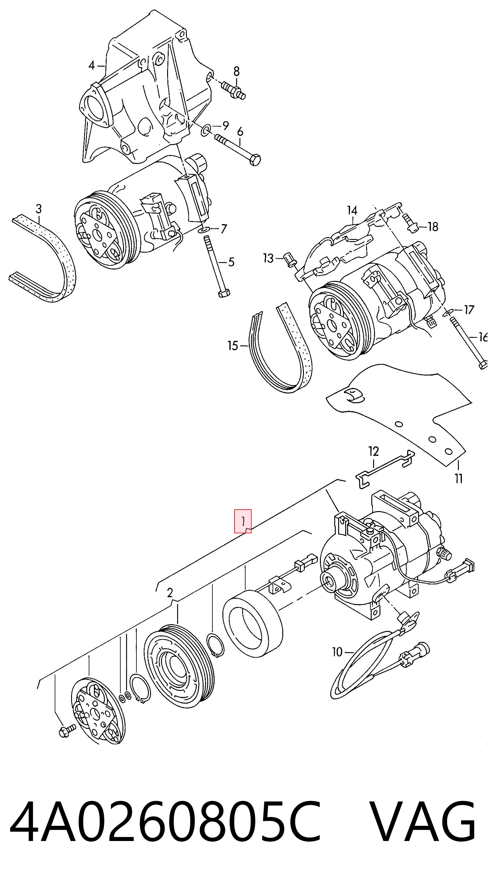 Comprar Compresor de aire acondicionado Audi 100  44, 44Q a bajo precio