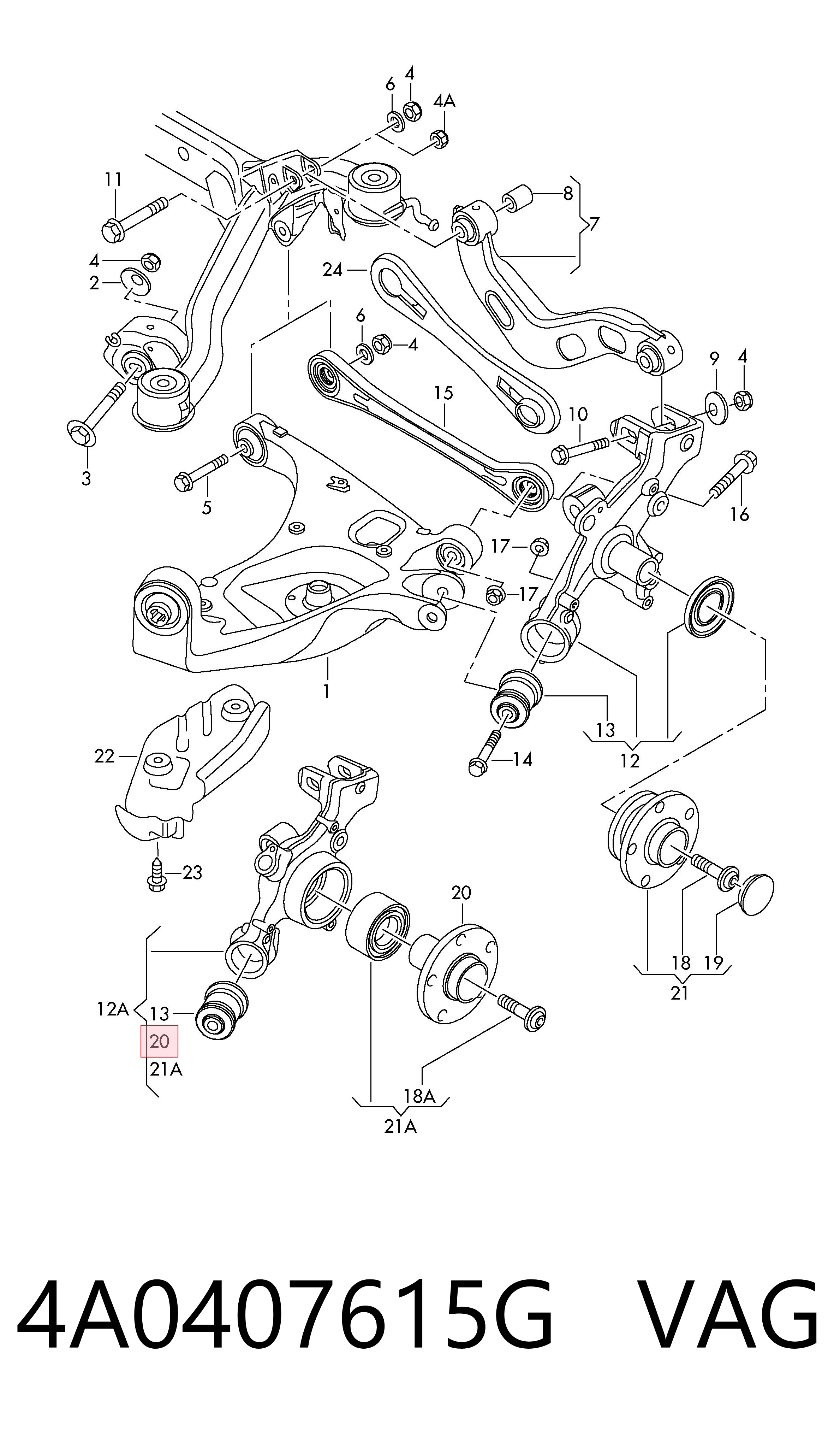 4A0407615G VAG Cubo delantero
