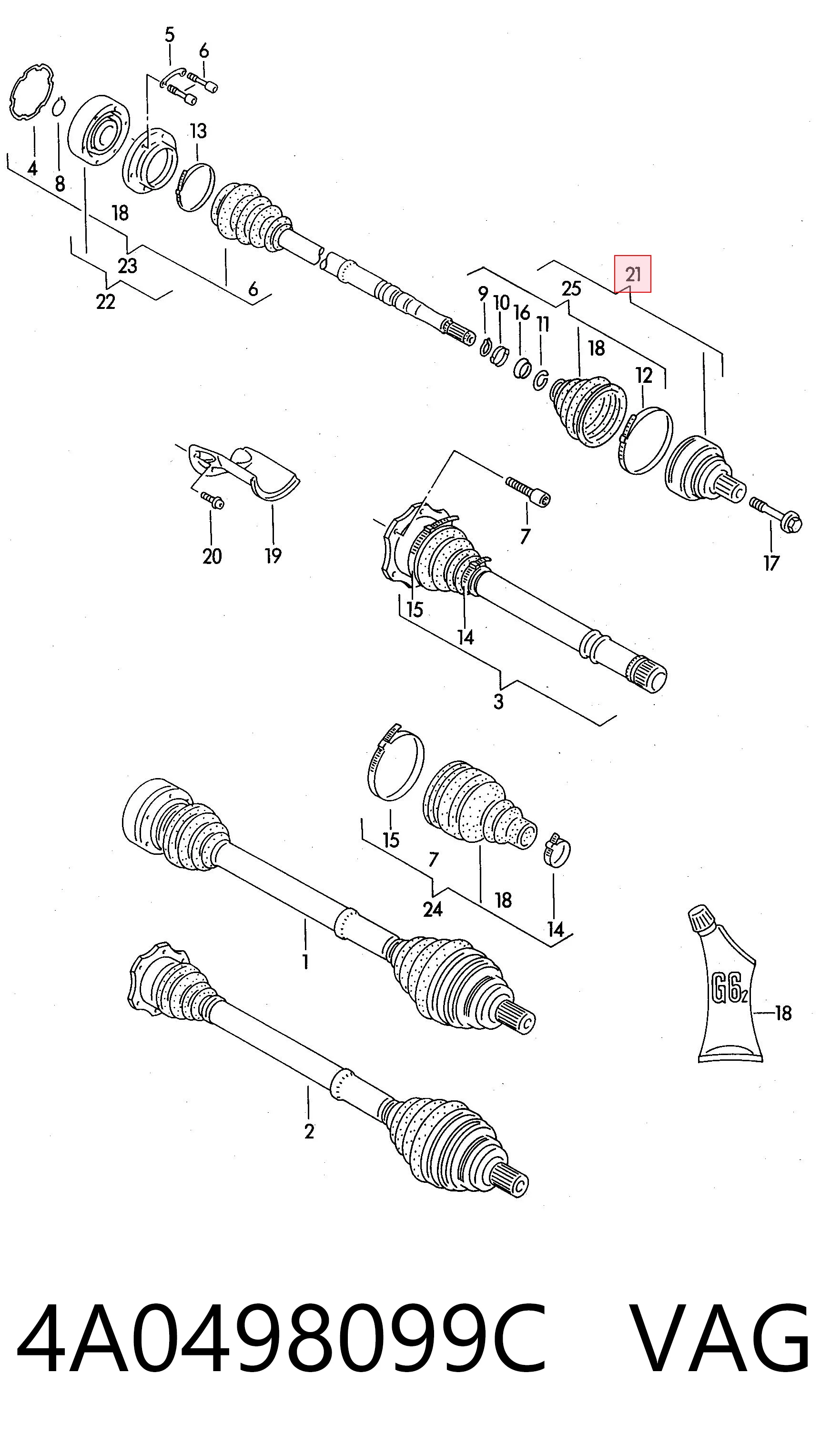 Junta homocinética exterior delantera para Audi 100  (4A2)