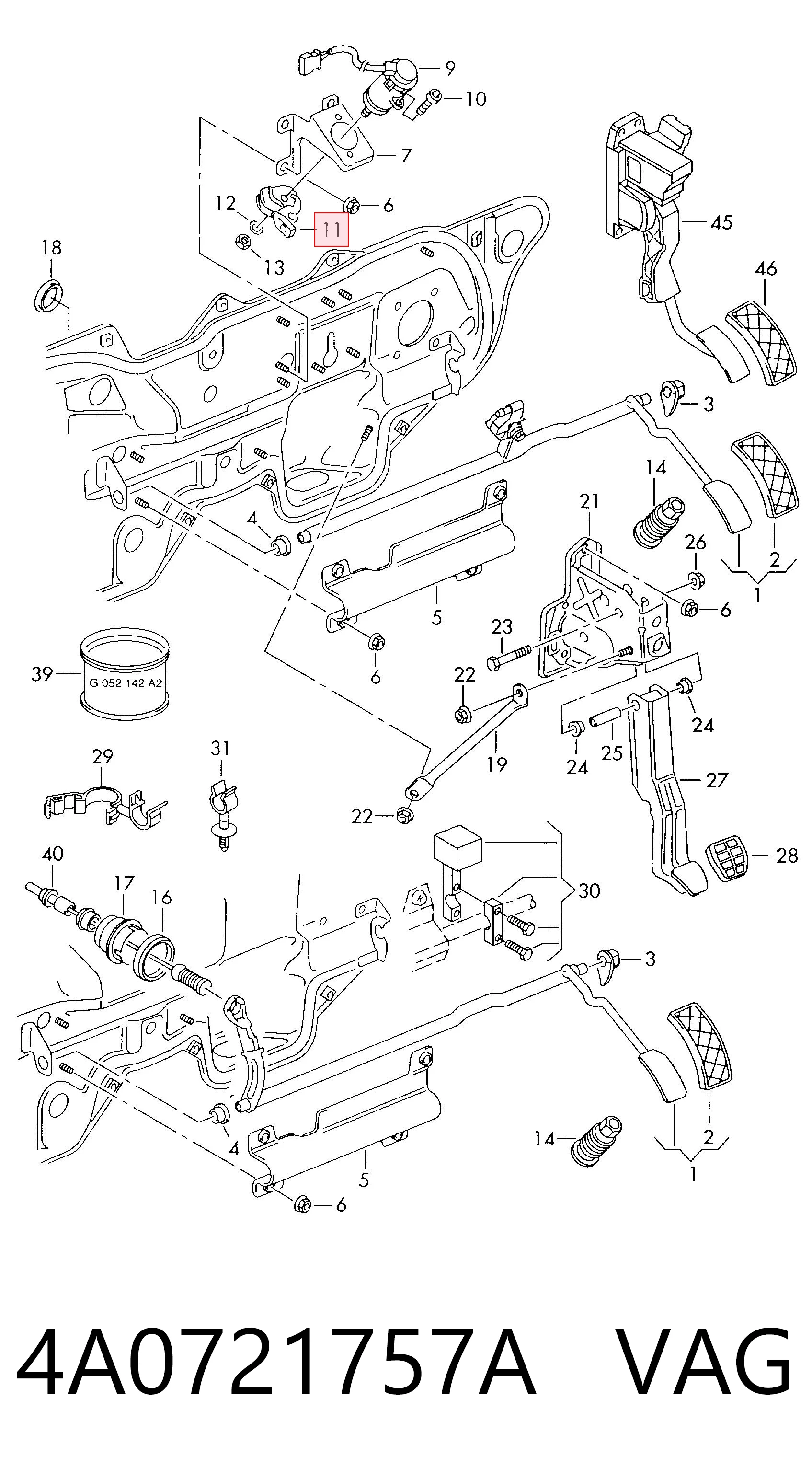 4A0721757A VAG Cable del acelerador