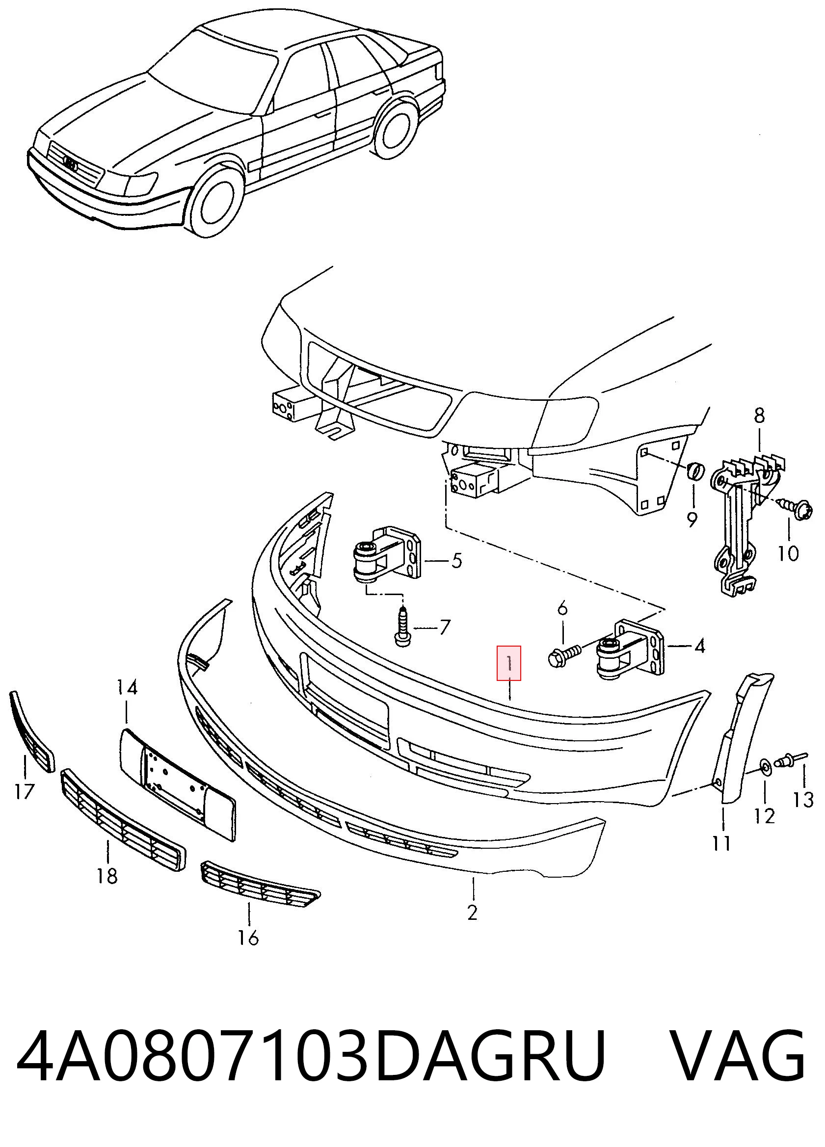 Paragolpes para Audi A6 4A5