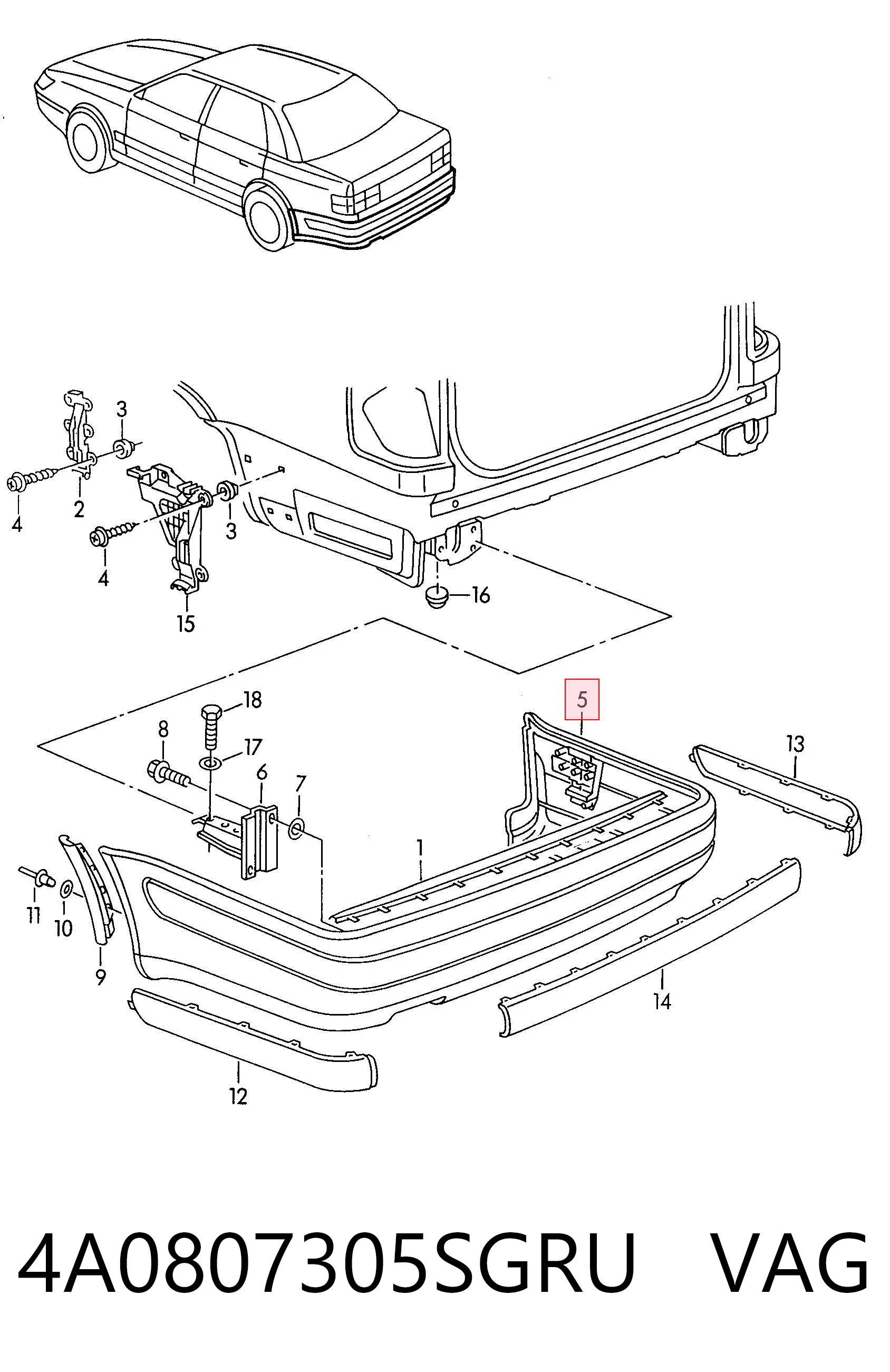 Defensa trasero para Audi 100 C4 4A2