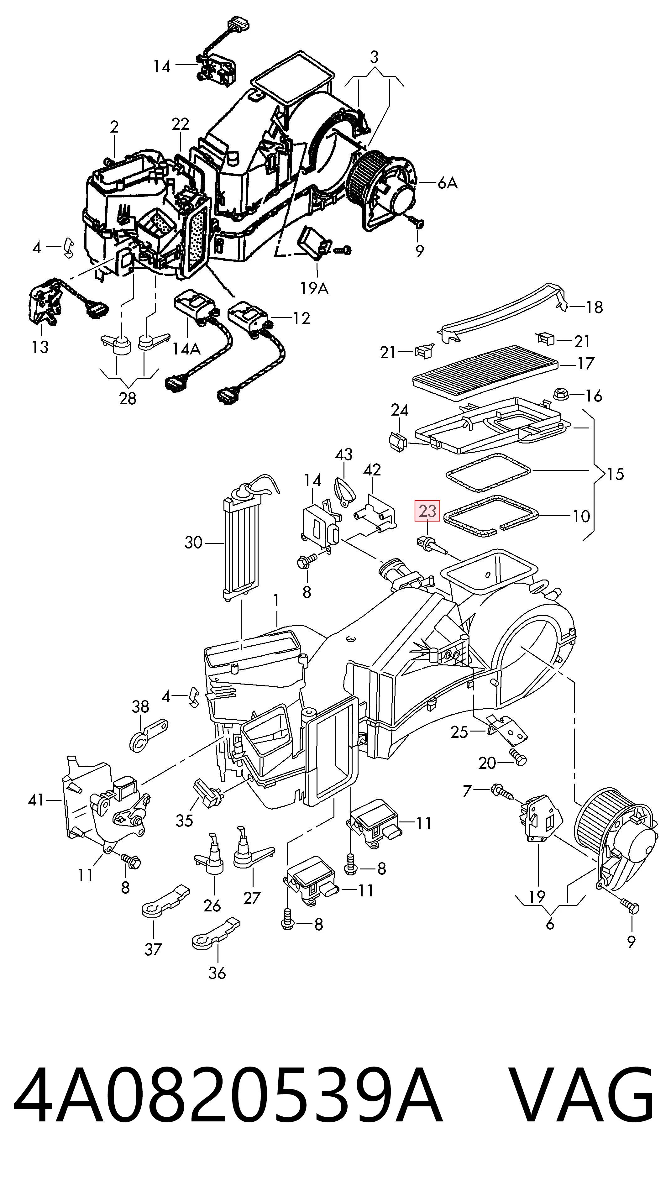 4A0820539A VAG Sensor de temperatura del aire interior