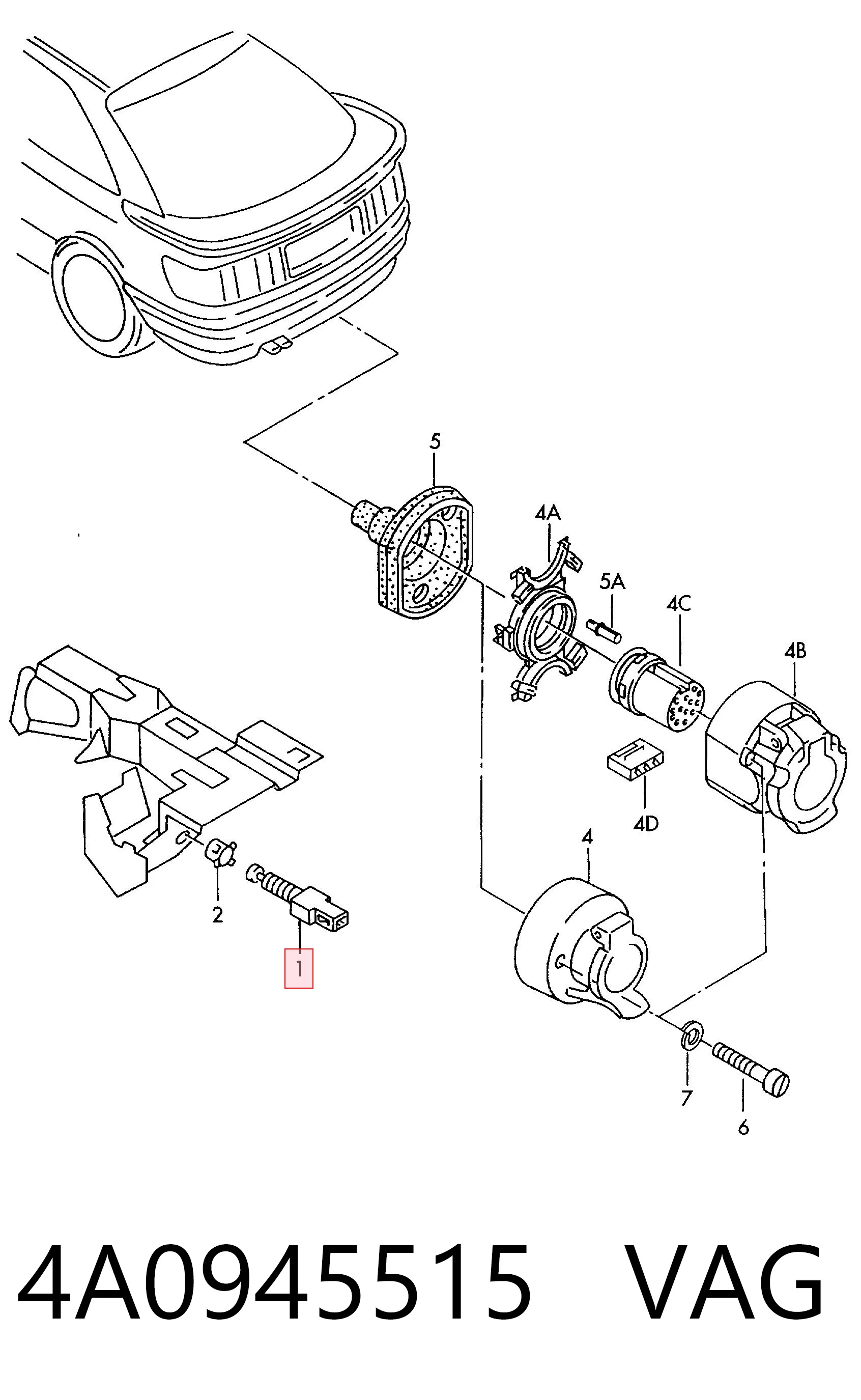 Interruptor de luz de freno 4A0945515 VAG