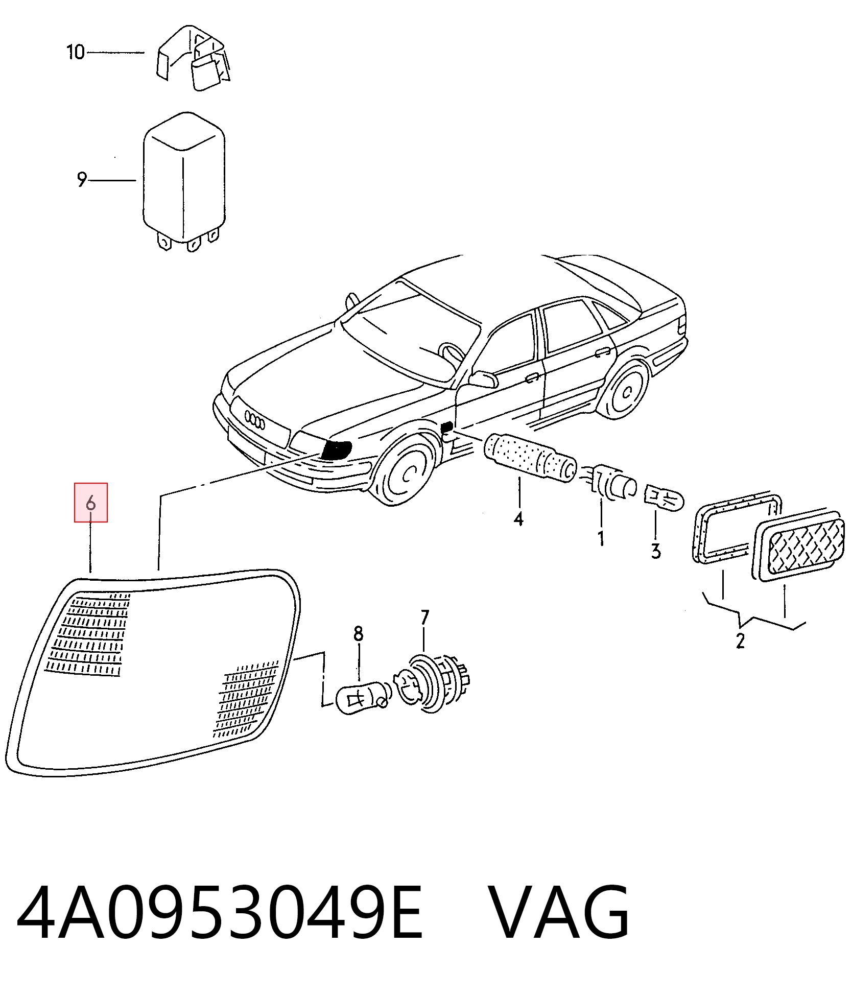 4A0953049E VAG Intermitente izquierdo