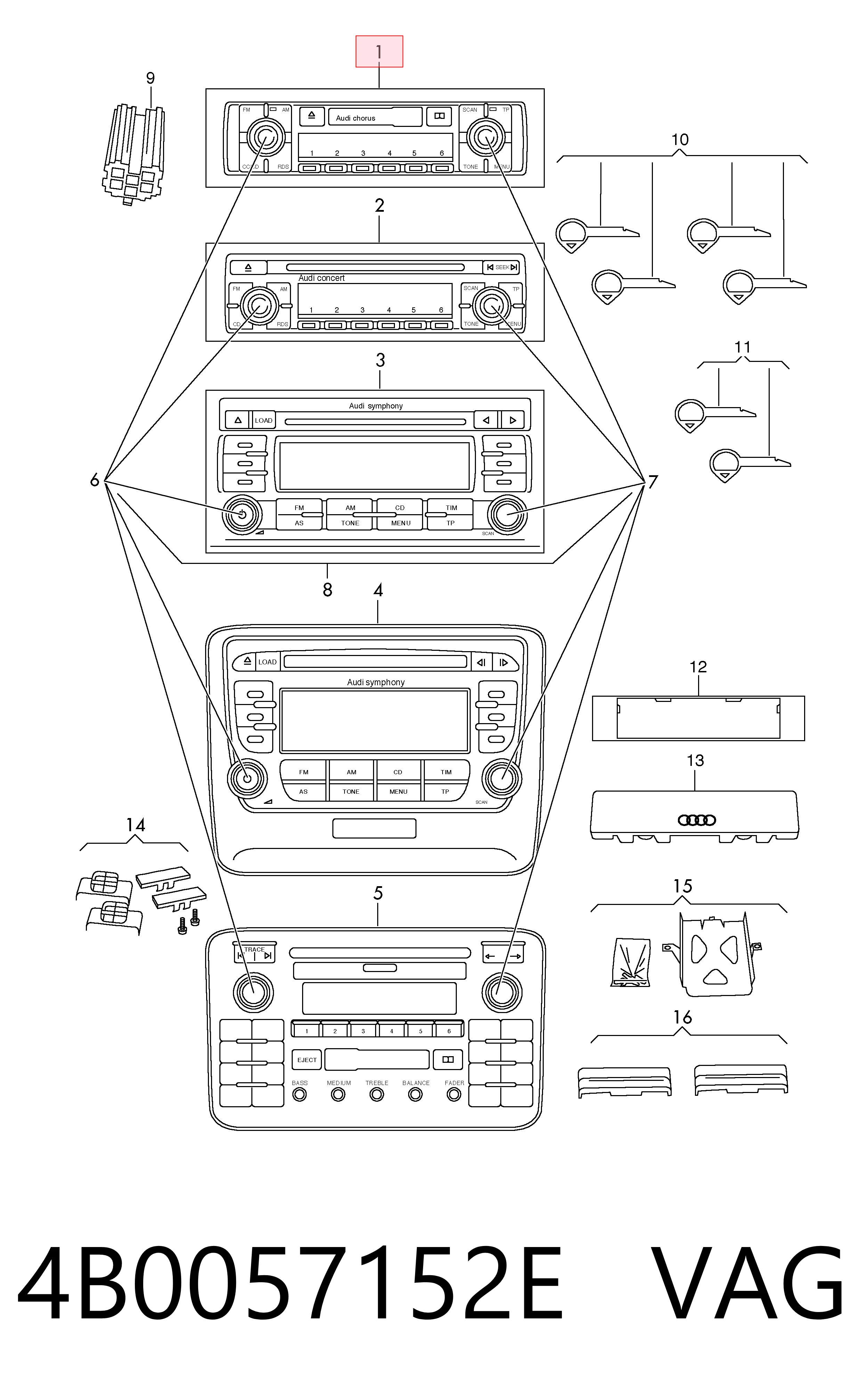 Radio para Audi A6 C5 4B2, 4B4