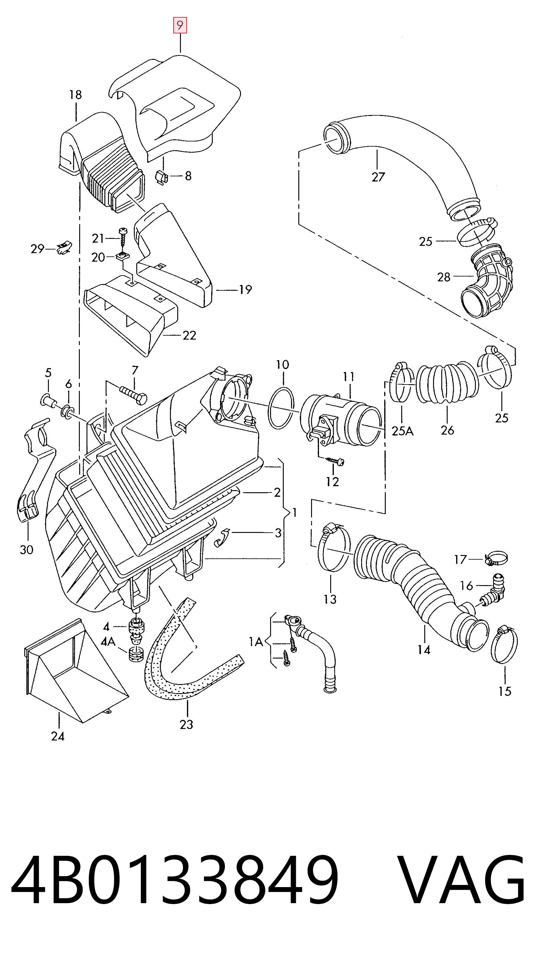Carcasa del filtro de aire para Volkswagen Passat B5 3B3