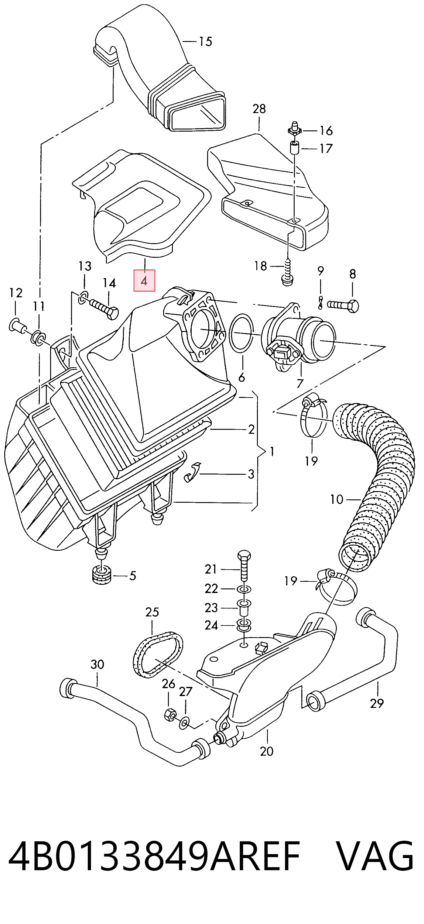 Carcasa del filtro de aire Volkswagen Passat  (2000-2005)
