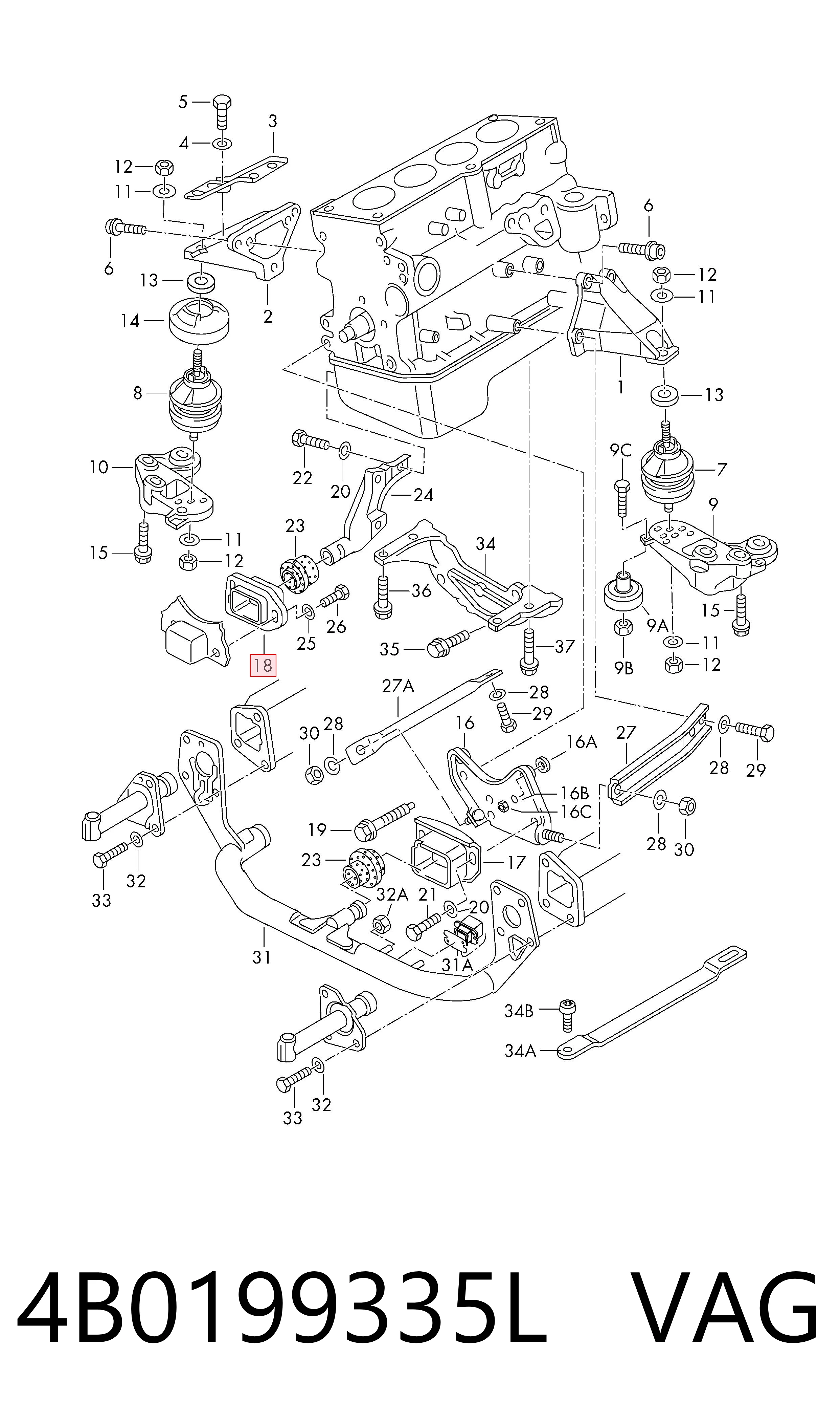 4B0199335L VAG Soportes de motor delantero