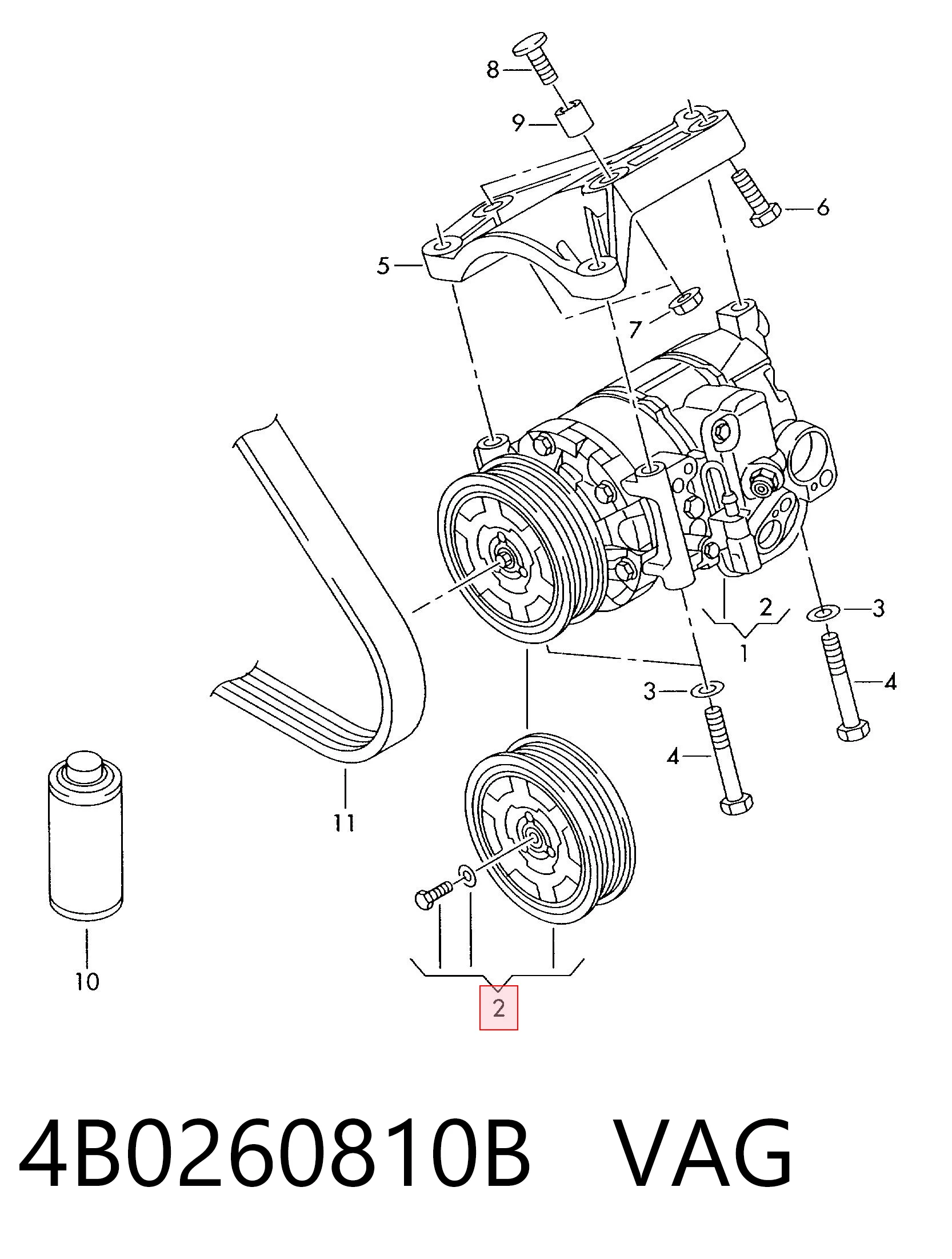 Polea del compresor del aire acondicionado Volkswagen Golf V (2003-2010)
