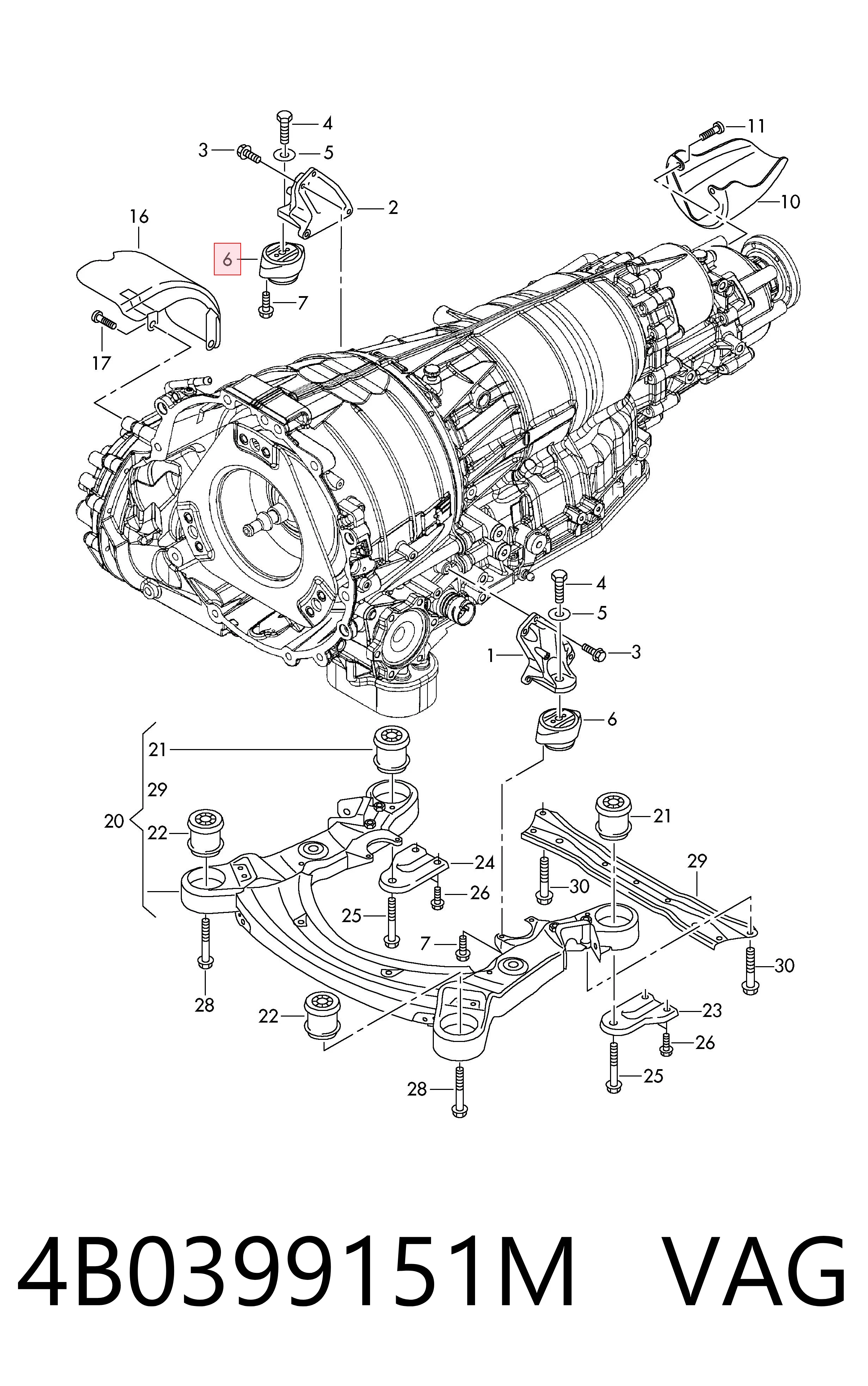 4B0399151M VAG Soporte de caja de velocidades