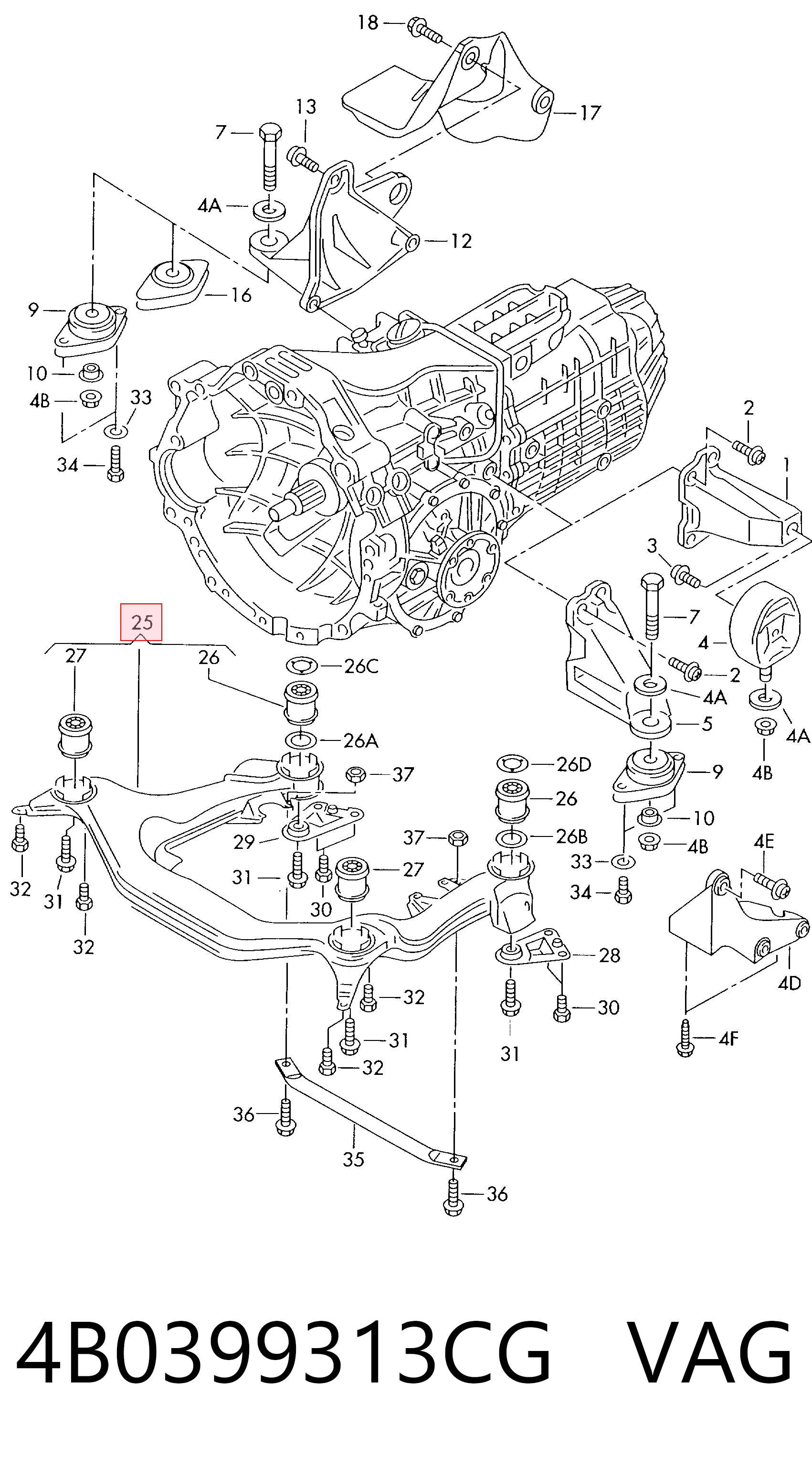 Comprar Subchasis delantero soporte motor Audi A4  8D2 a bajo precio