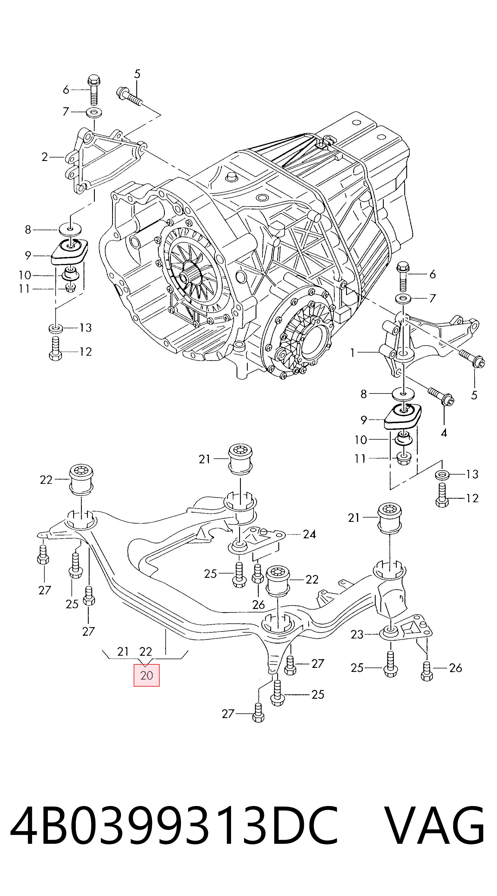 Subchasis delantero soporte motor Audi A4 B5 sedán (8D2) (1994 - 2001) precio, desde 66,55 EUR