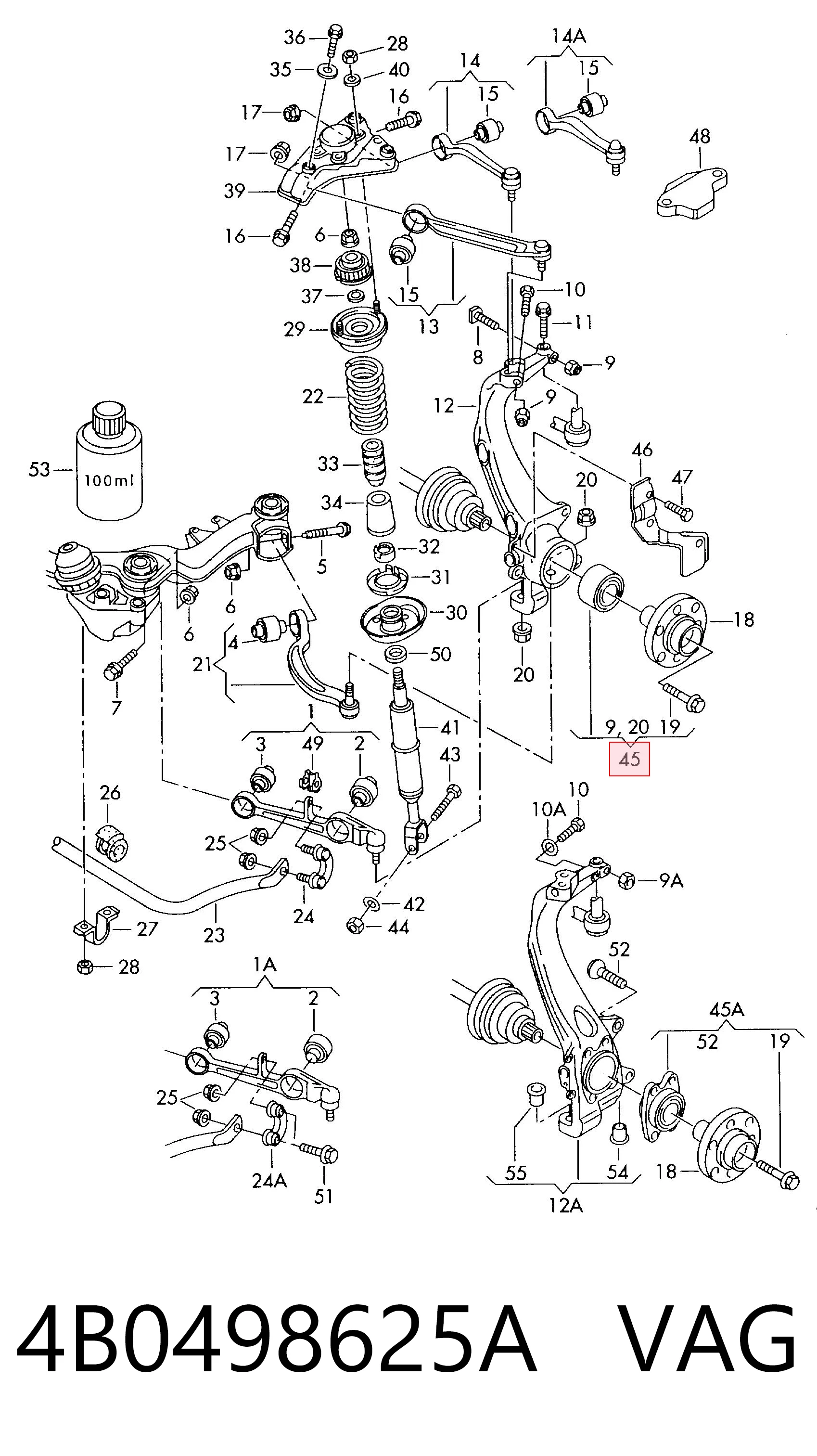 4B0498625A VAG Cojinete de cubo delantero/trasero