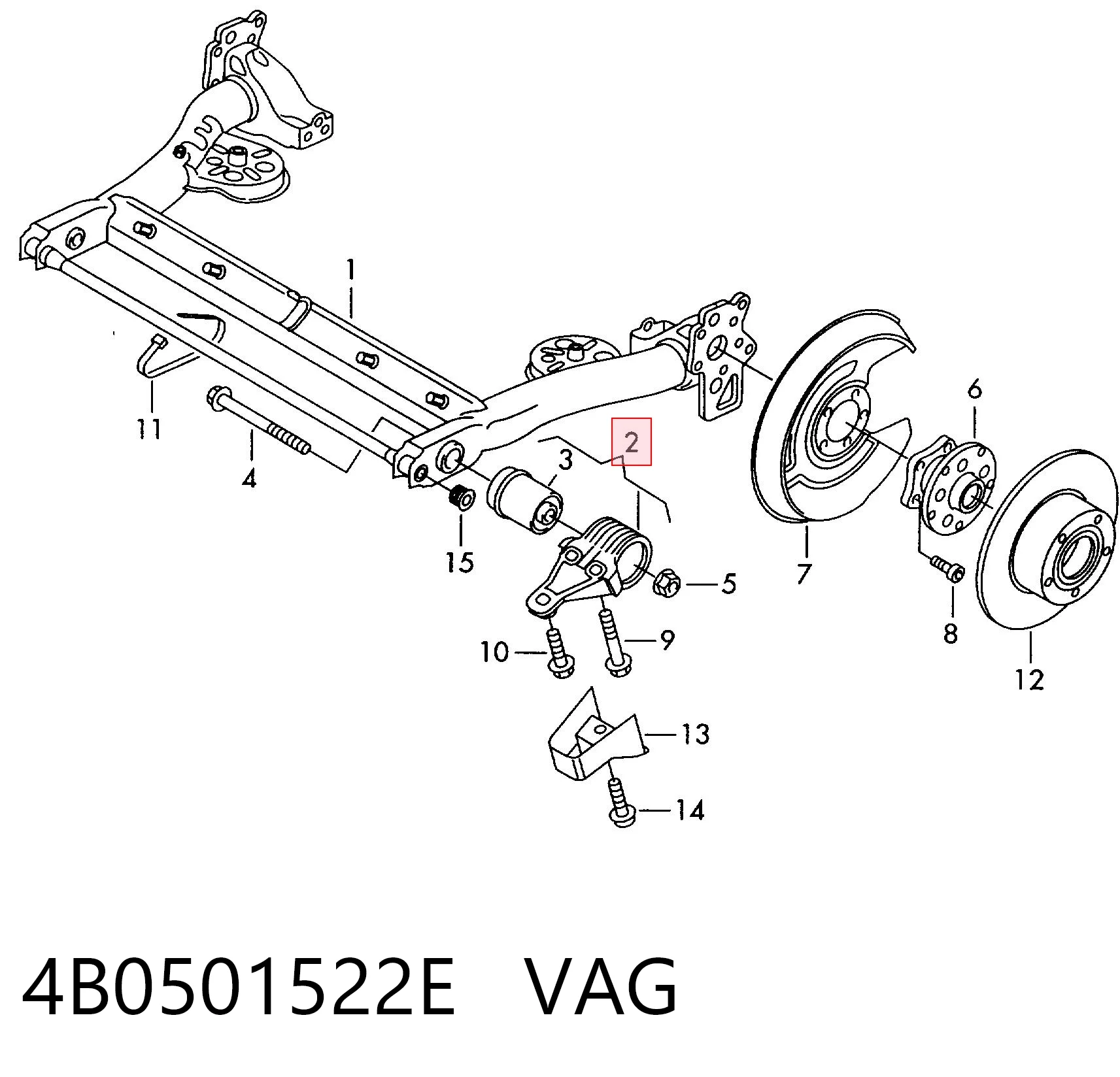 4B0501522E VAG Soporte de viga trasera