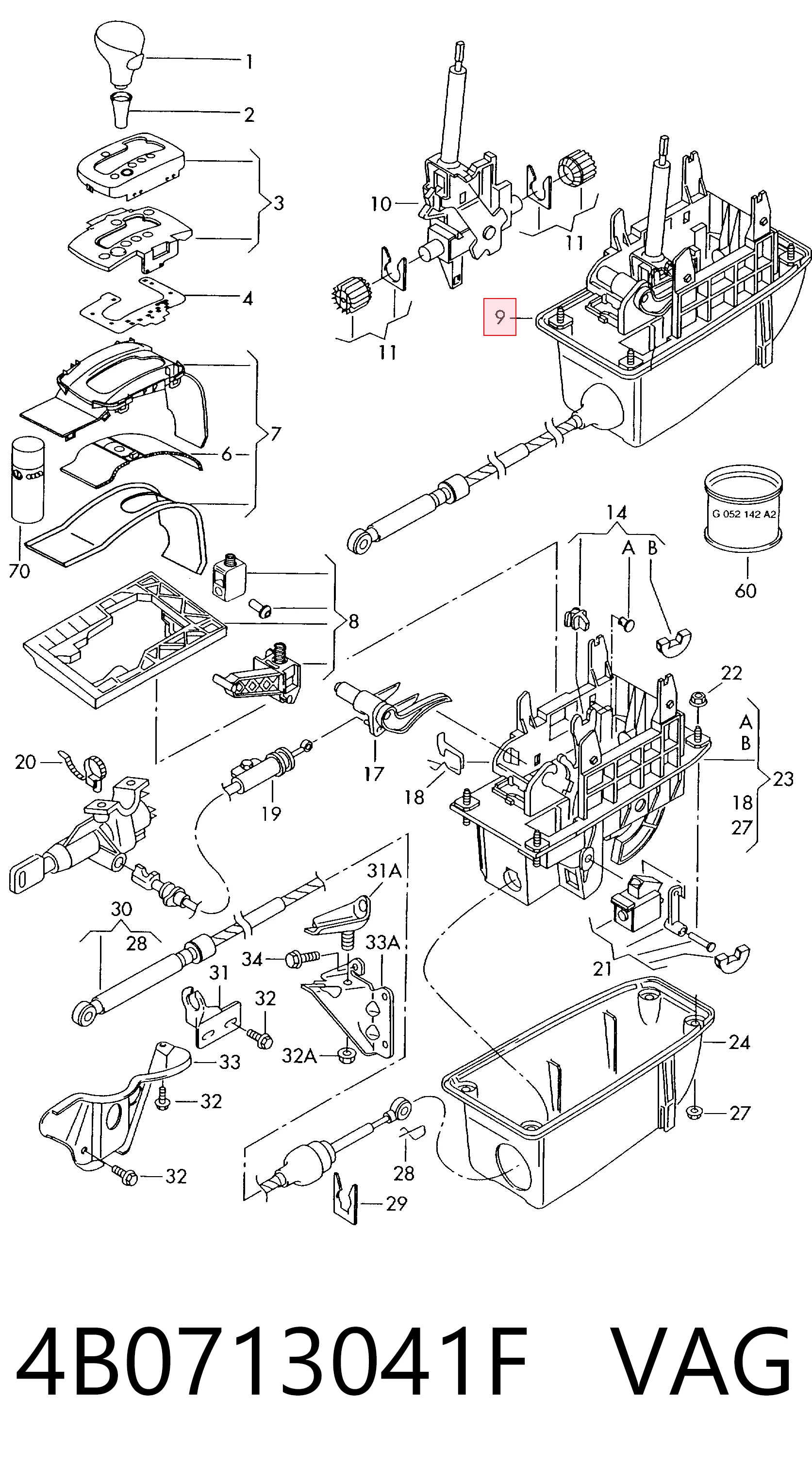 Palanca selectora cambio de marcha para Audi A6 C5 4B2, 4B4