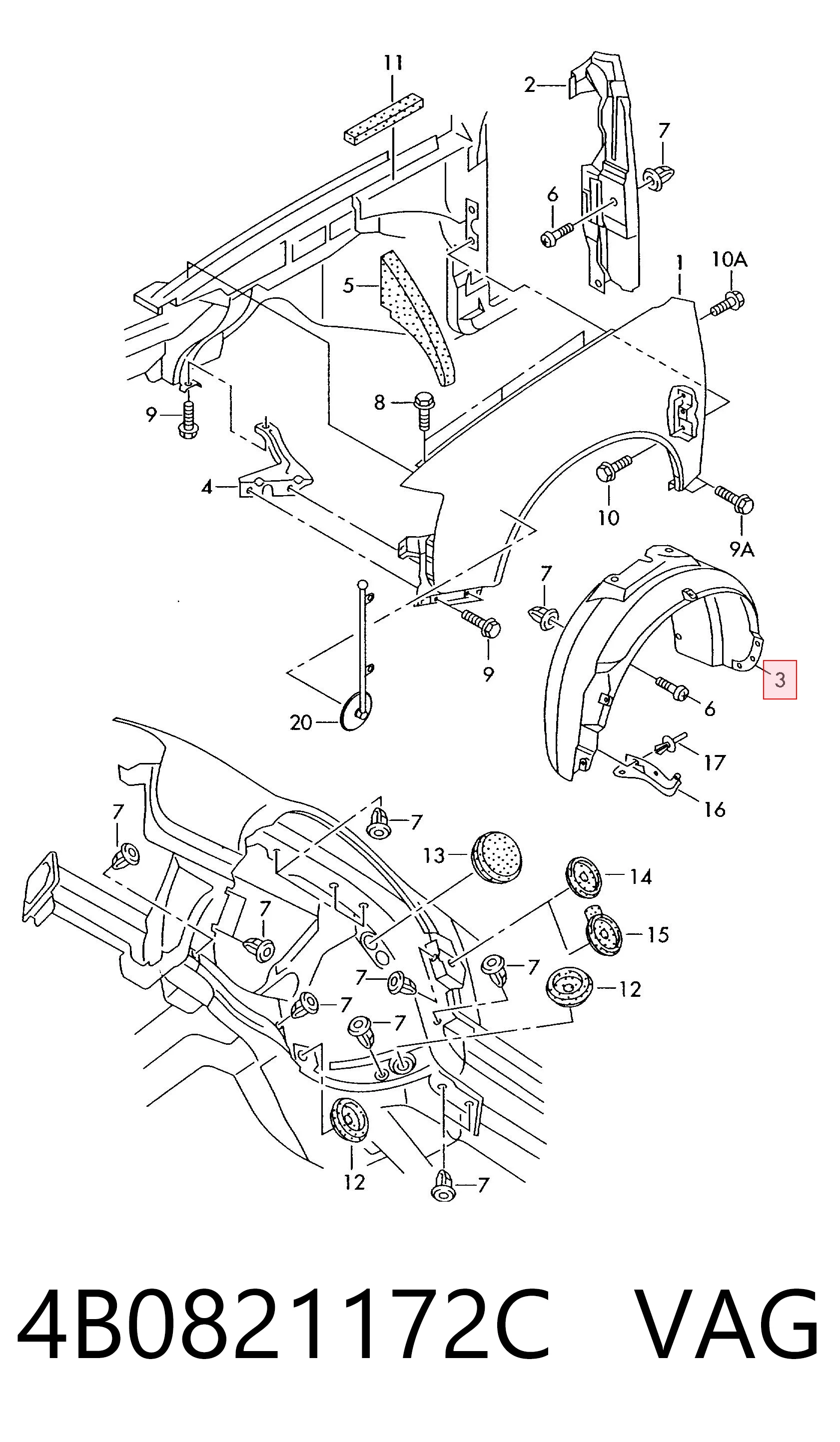 Comprar Paso de rueda delantero derecho Audi A6  4B2, 4B4 a bajo precio