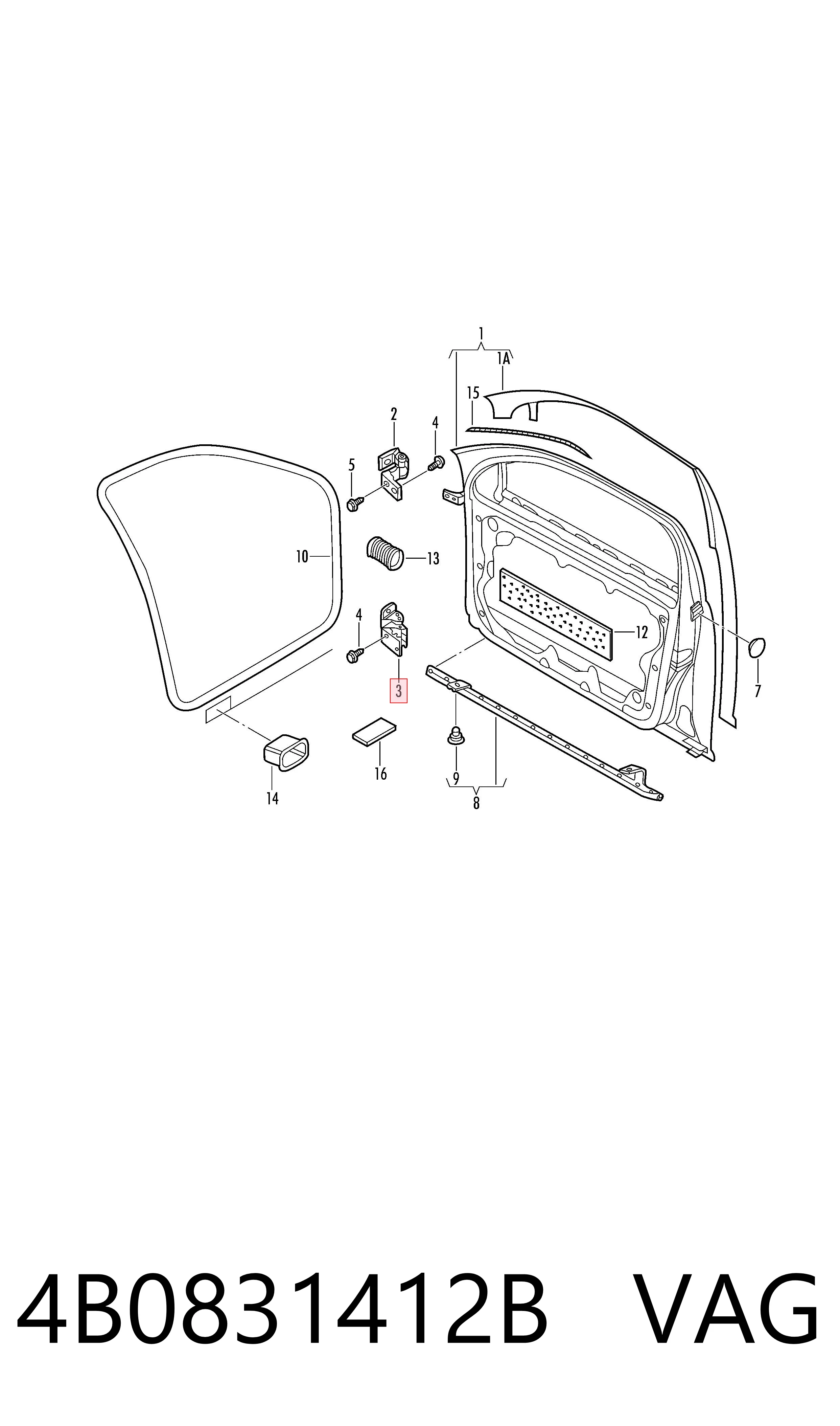 4B0831412B VAG Bisagra de la puerta delantera derecha