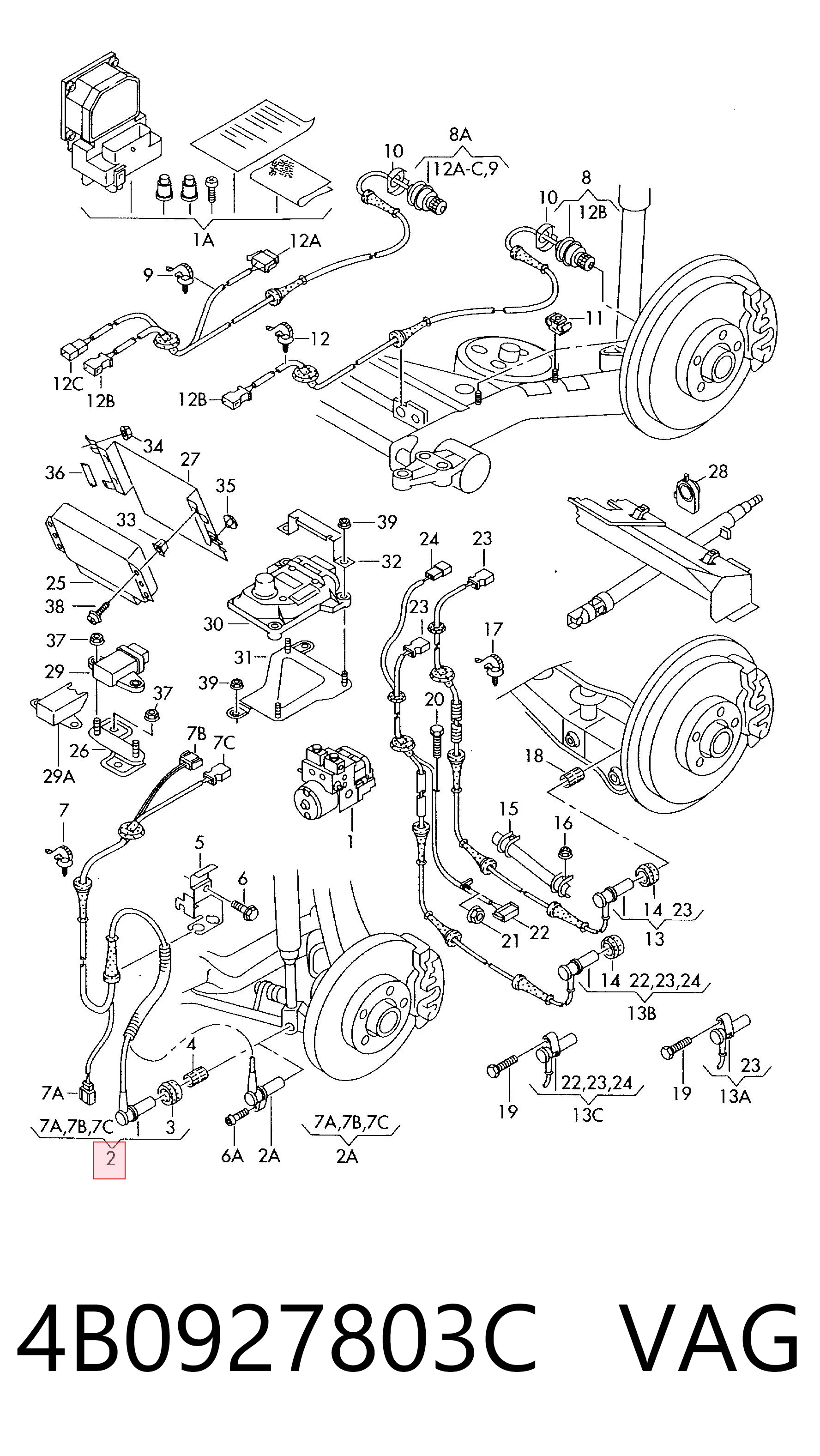 4B0927803C VAG Sensor de rueda abs