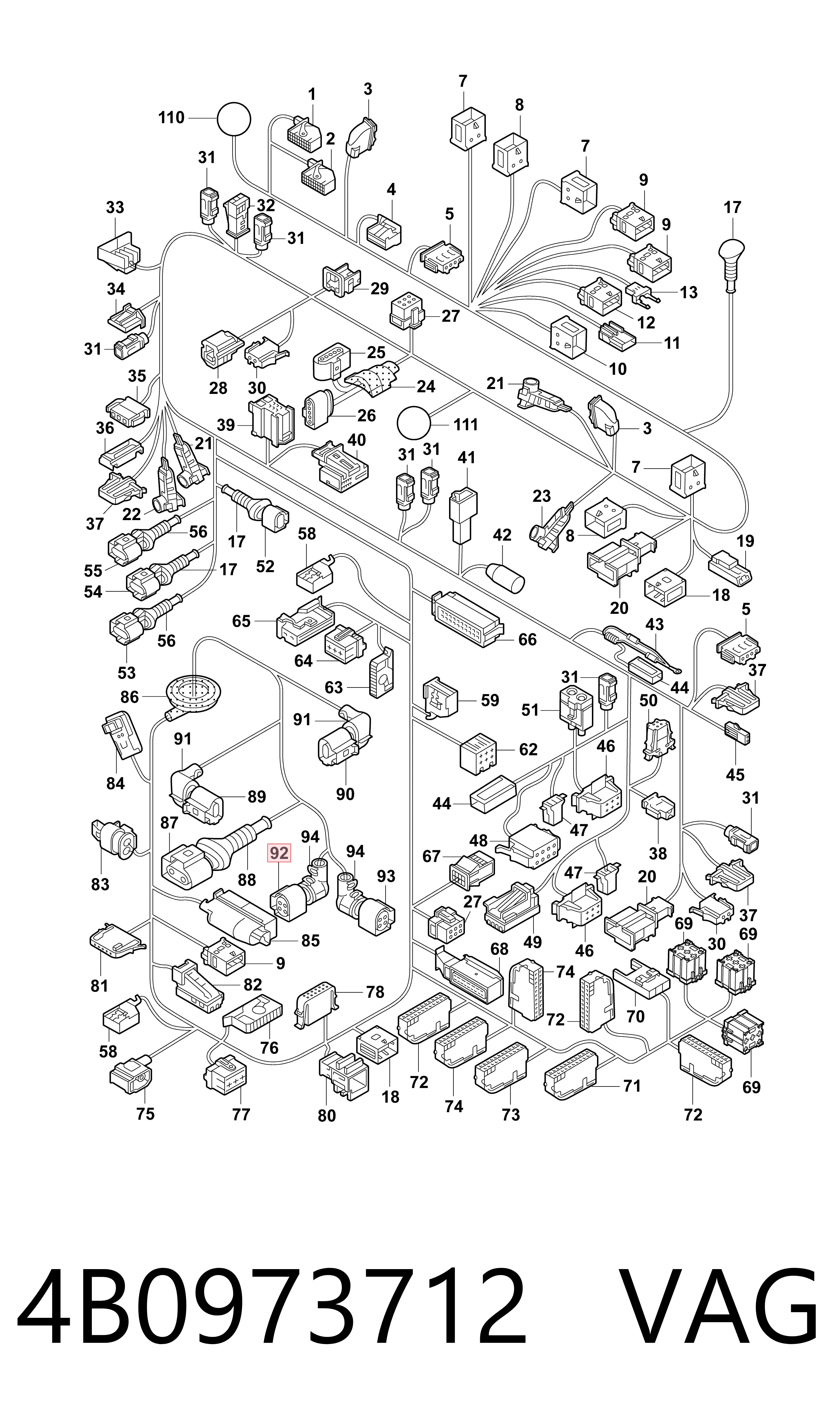 4B0973712 VAG Conector de luz trasera
