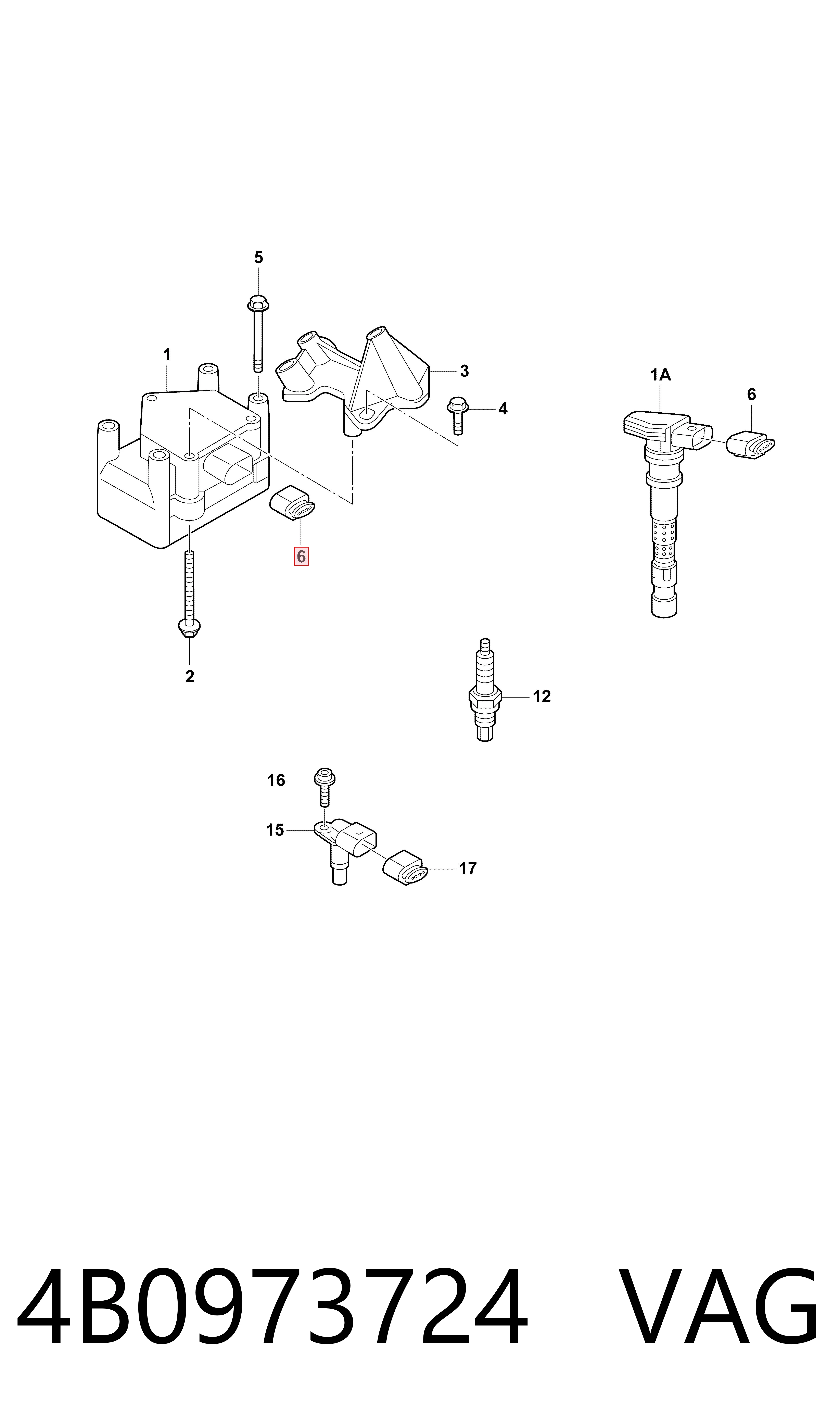 4B0973724 VAG Conector de la bobina de encendido