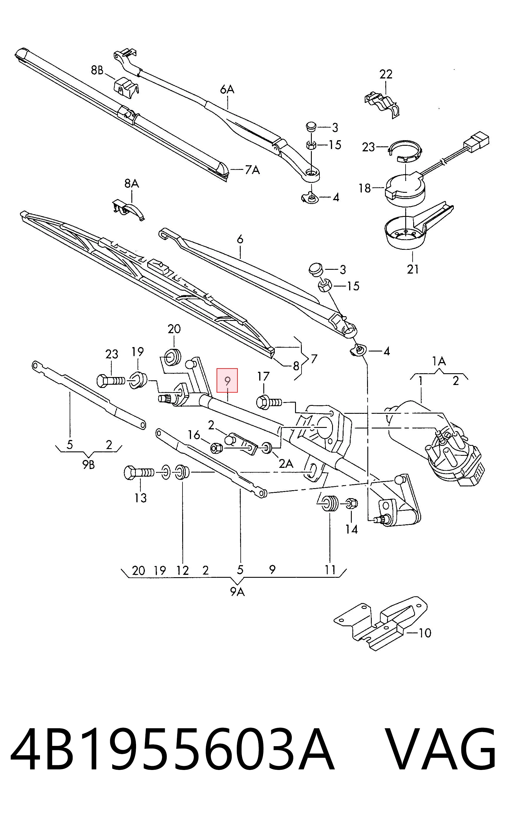 Comprar Trapezio del limpiaparabrisas Audi A6  4B2, 4B4 a bajo precio