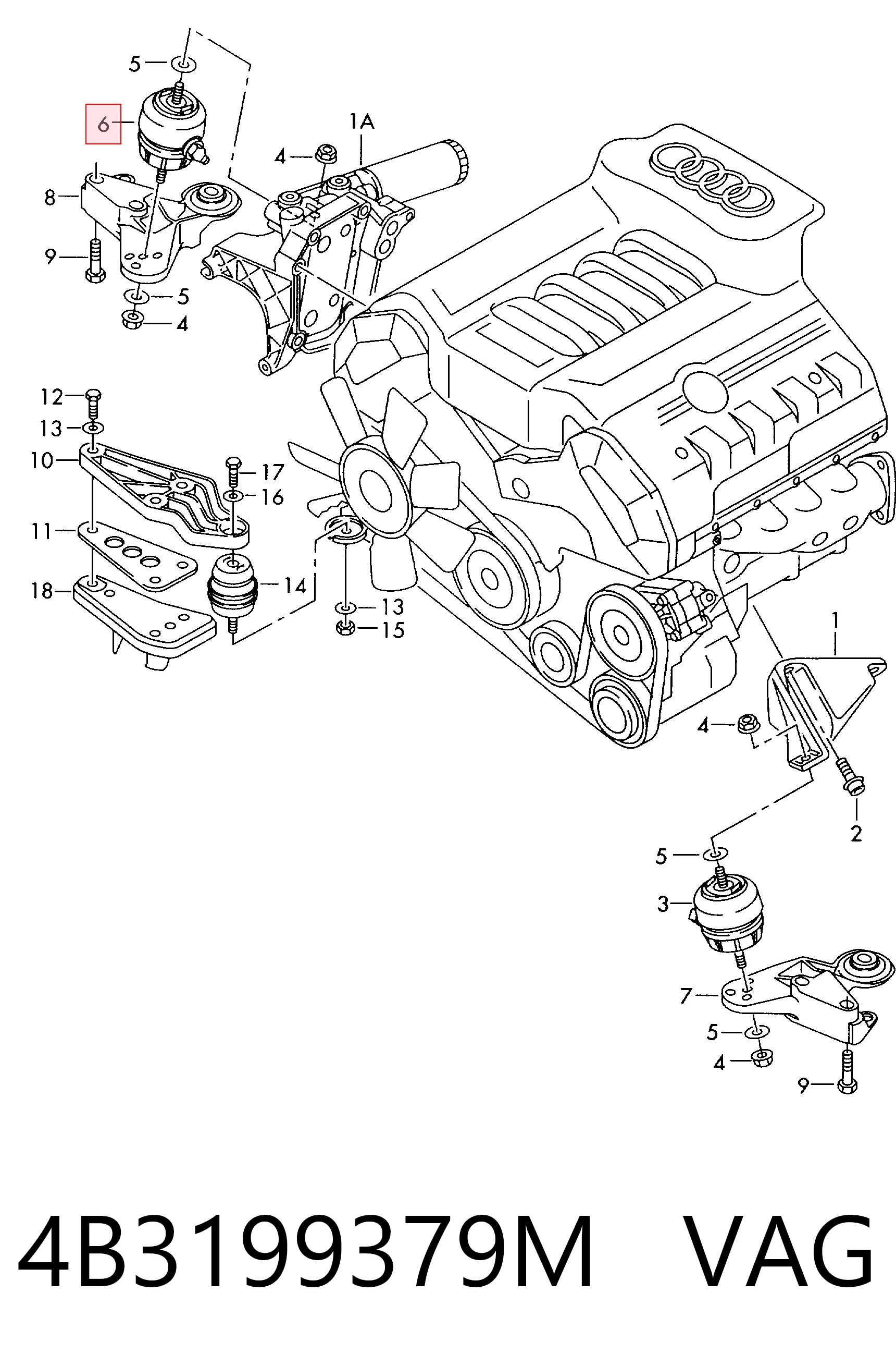 Soporte del motor izquierdo/derecho VAG 4B3199379M precio, desde 155,02 EUR