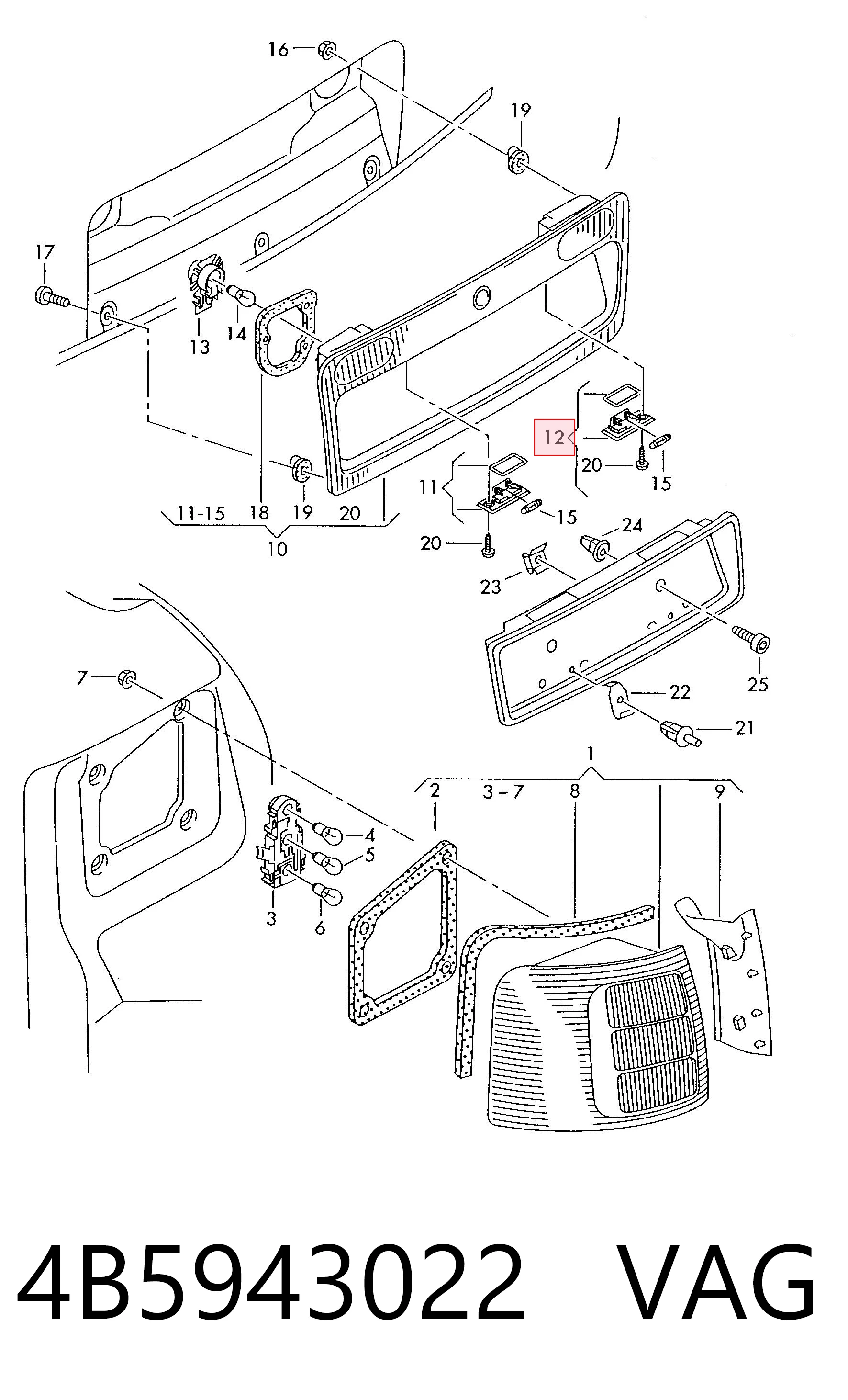 Comprar Luz de matrícula trasera Audi A6  4B2, 4B4 a bajo precio