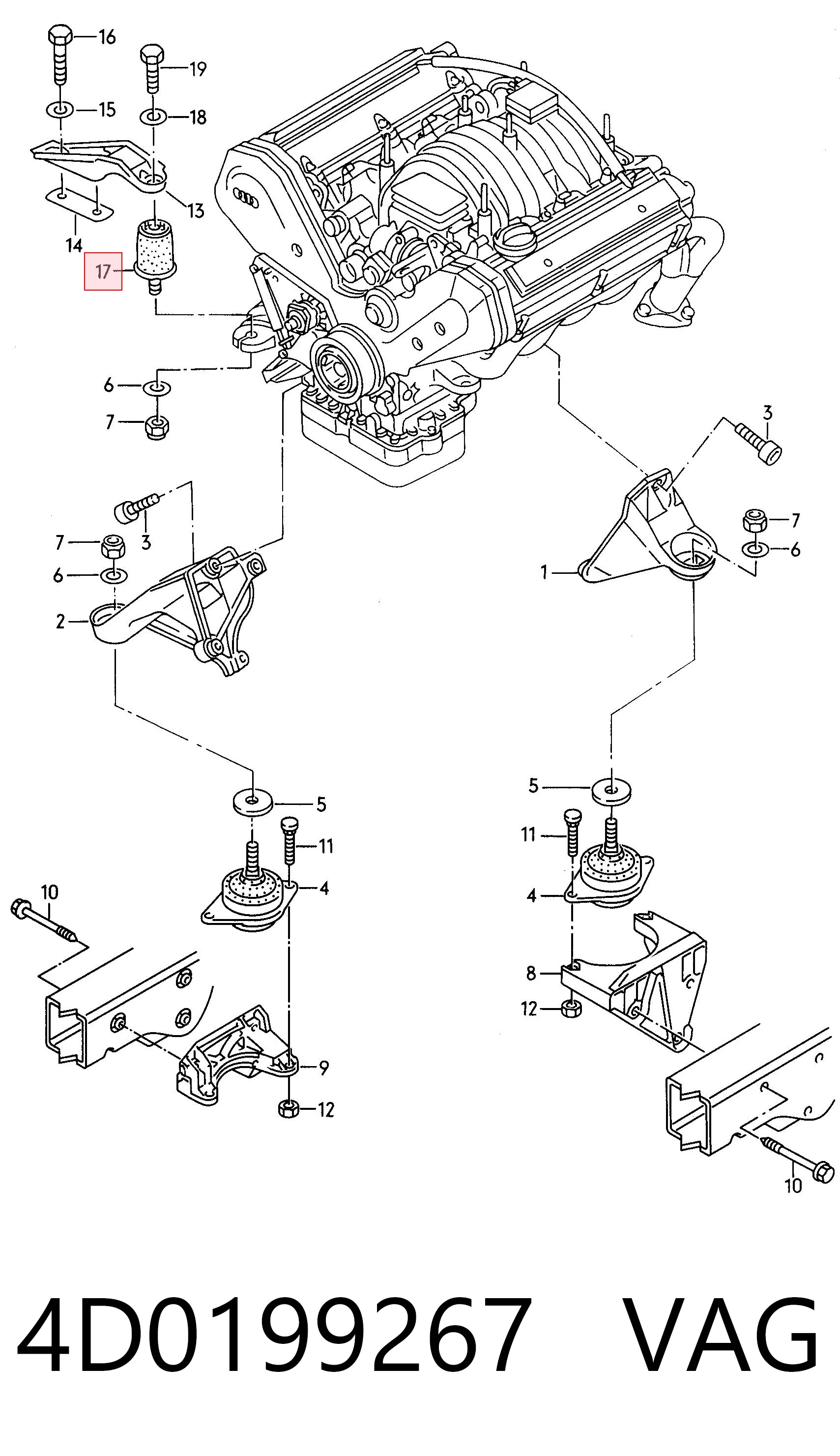 4D0199267 VAG Soportes de motor delantero