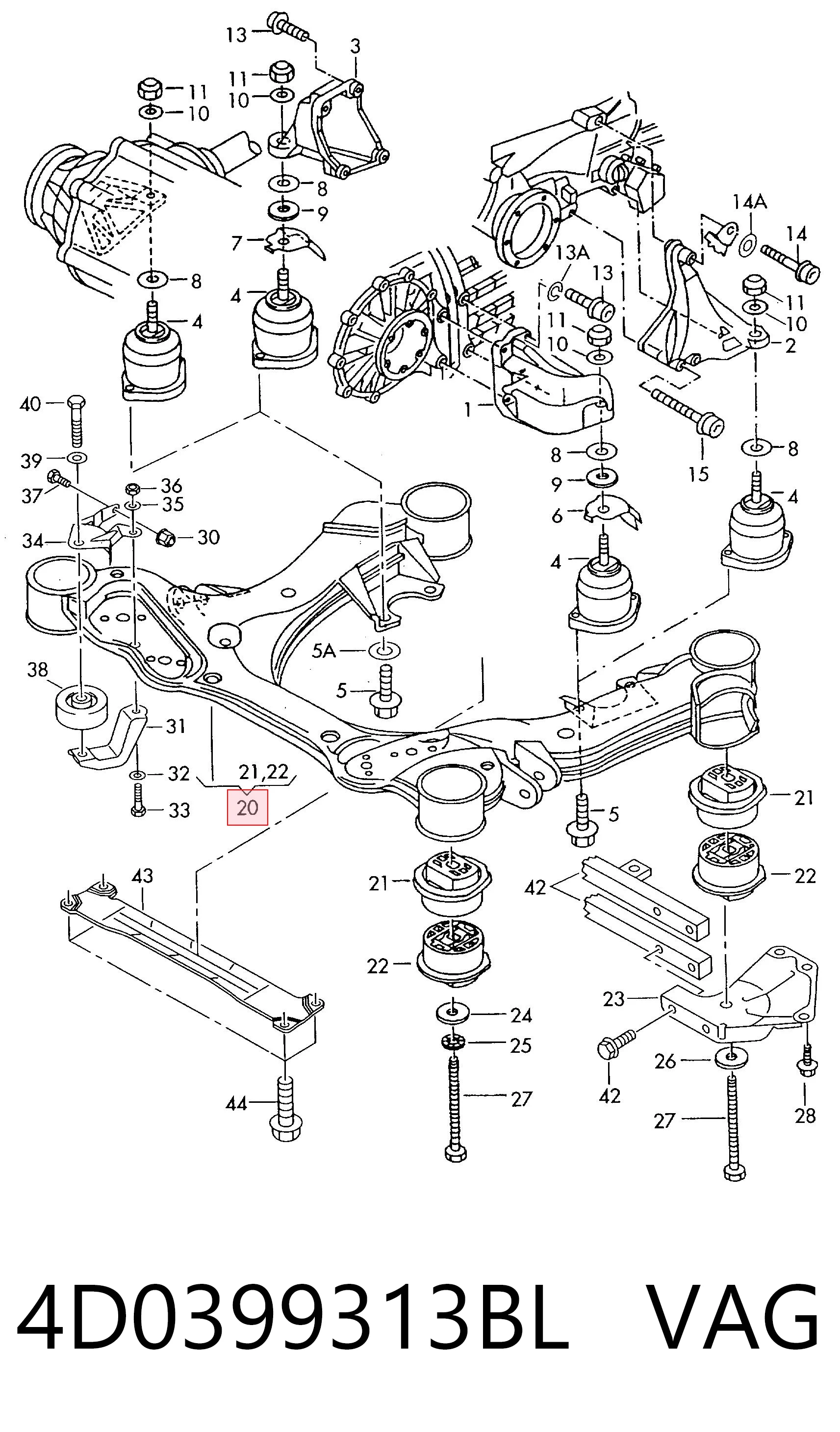 Comprar Subchasis delantero soporte motor Audi A8 4D2, 4D8 a bajo precio