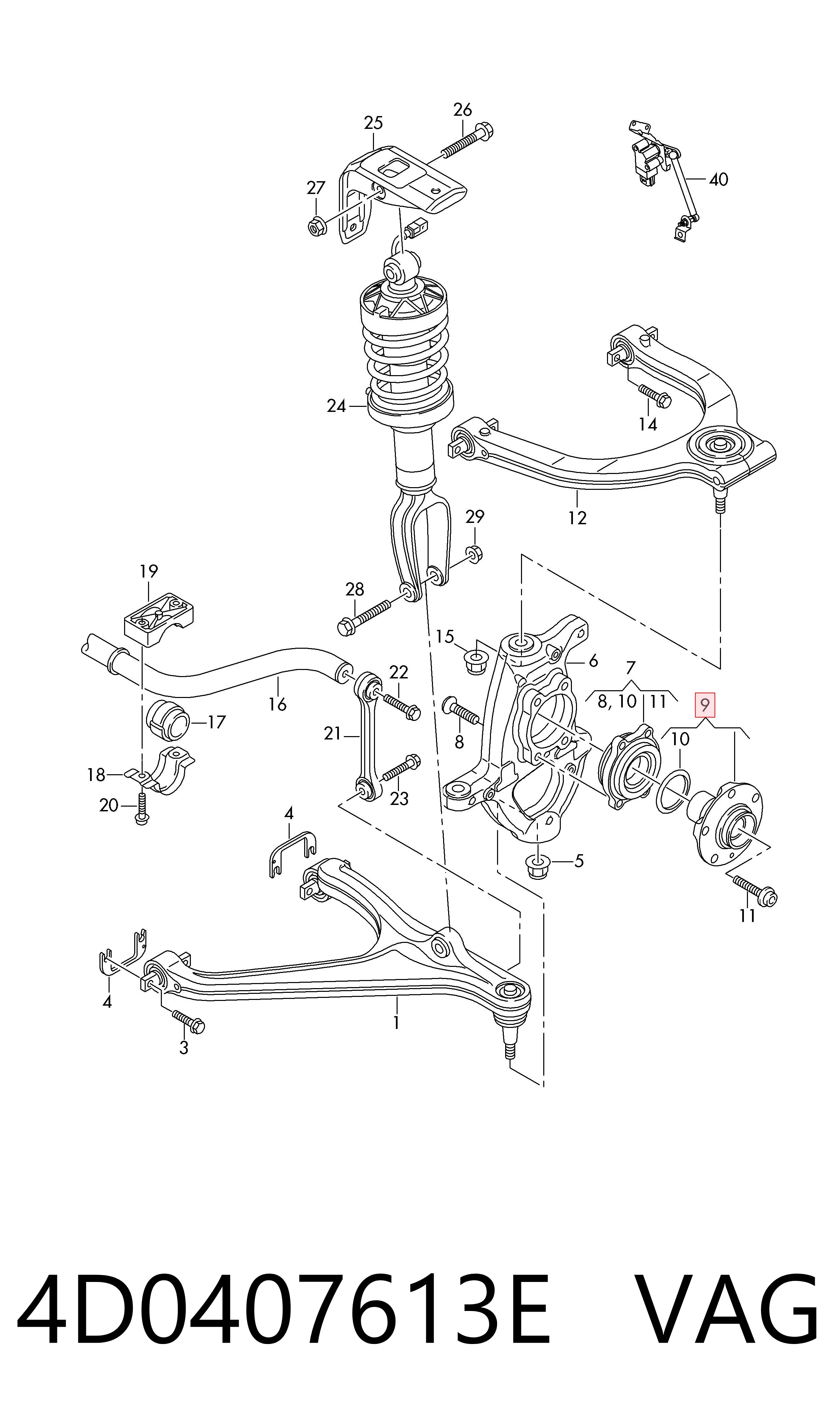 4D0407613E VAG Cubo delantero