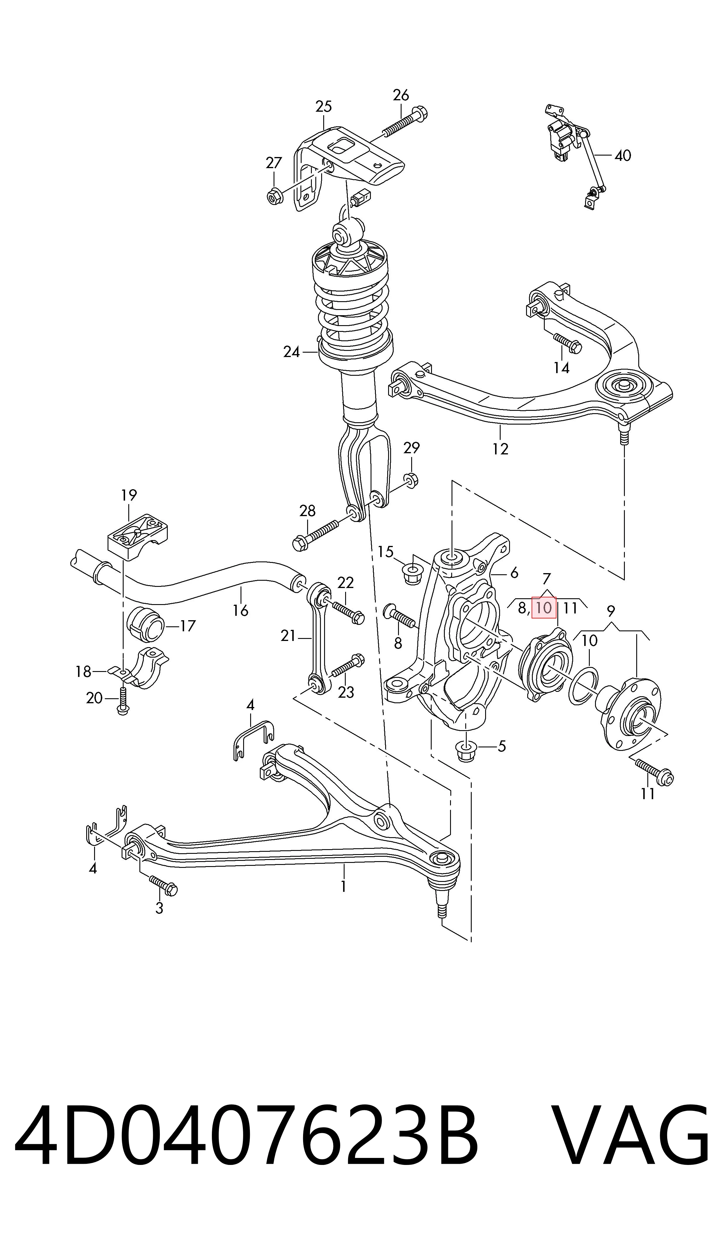 4D0407623B VAG Cubo delantero
