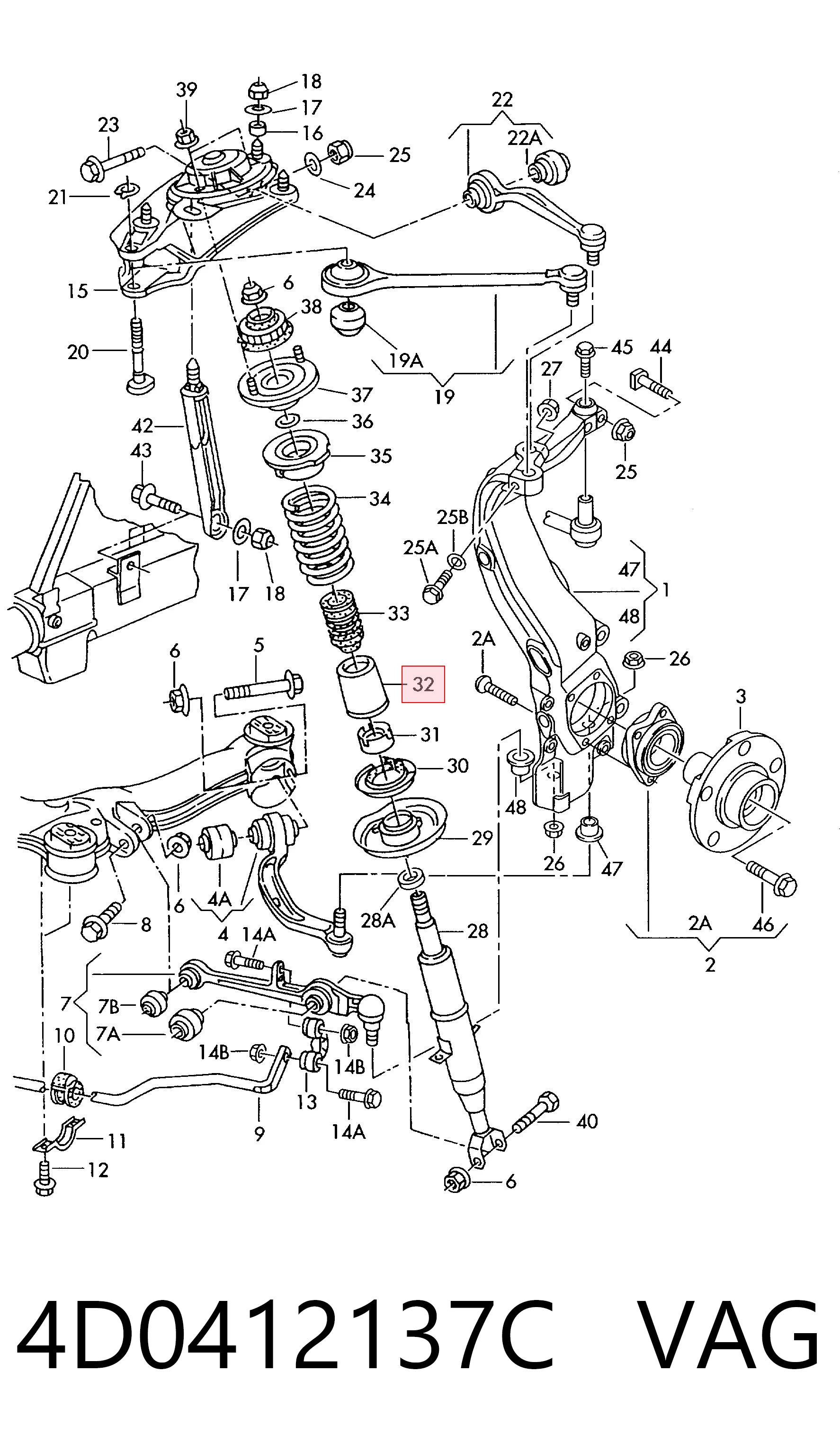 4D0412137C VAG Fuelle, amortiguador delantero