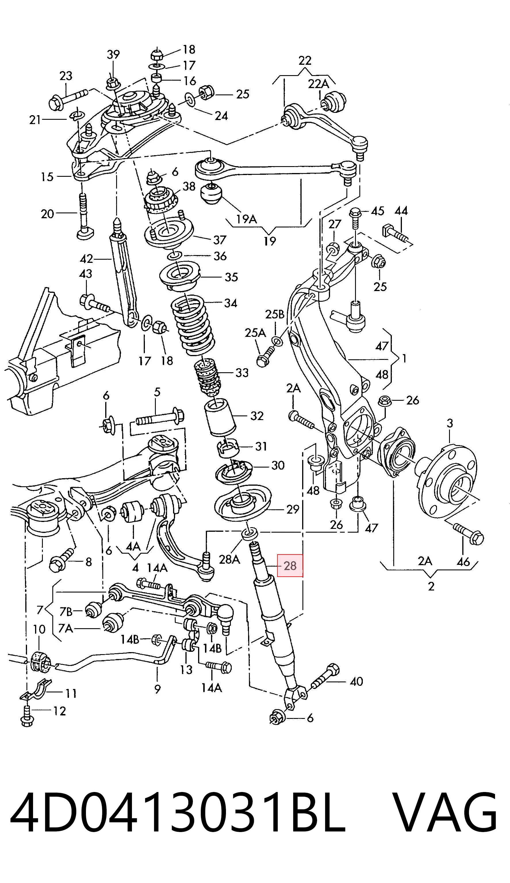 Amortiguador frontal Audi A8  (1994-2005)