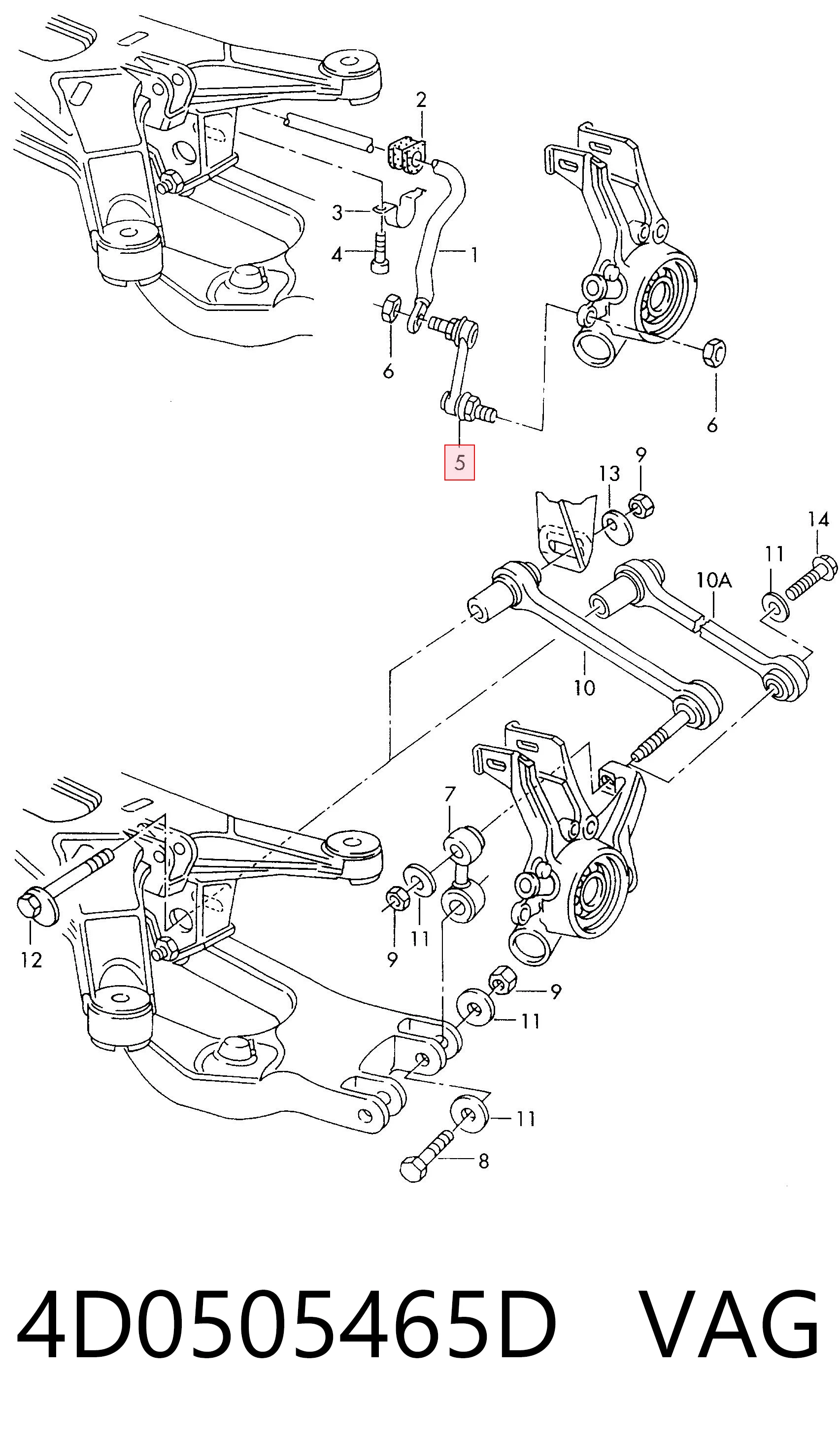 Comprar Bieleta estabilizadora trasera Audi A8  4D2, 4D8 a bajo precio