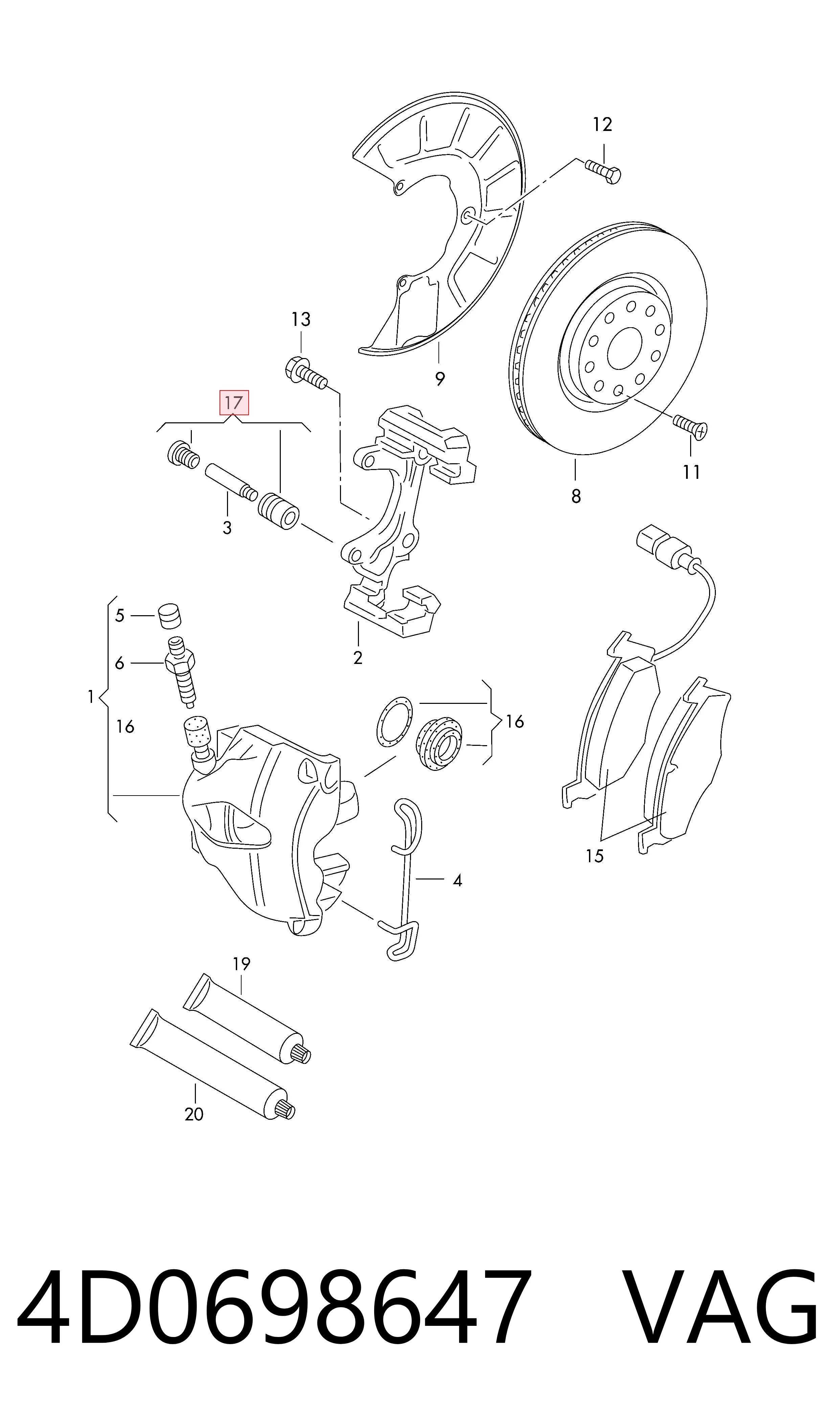 Kit de reparación de pinzas Audi A4  (1994-2001)