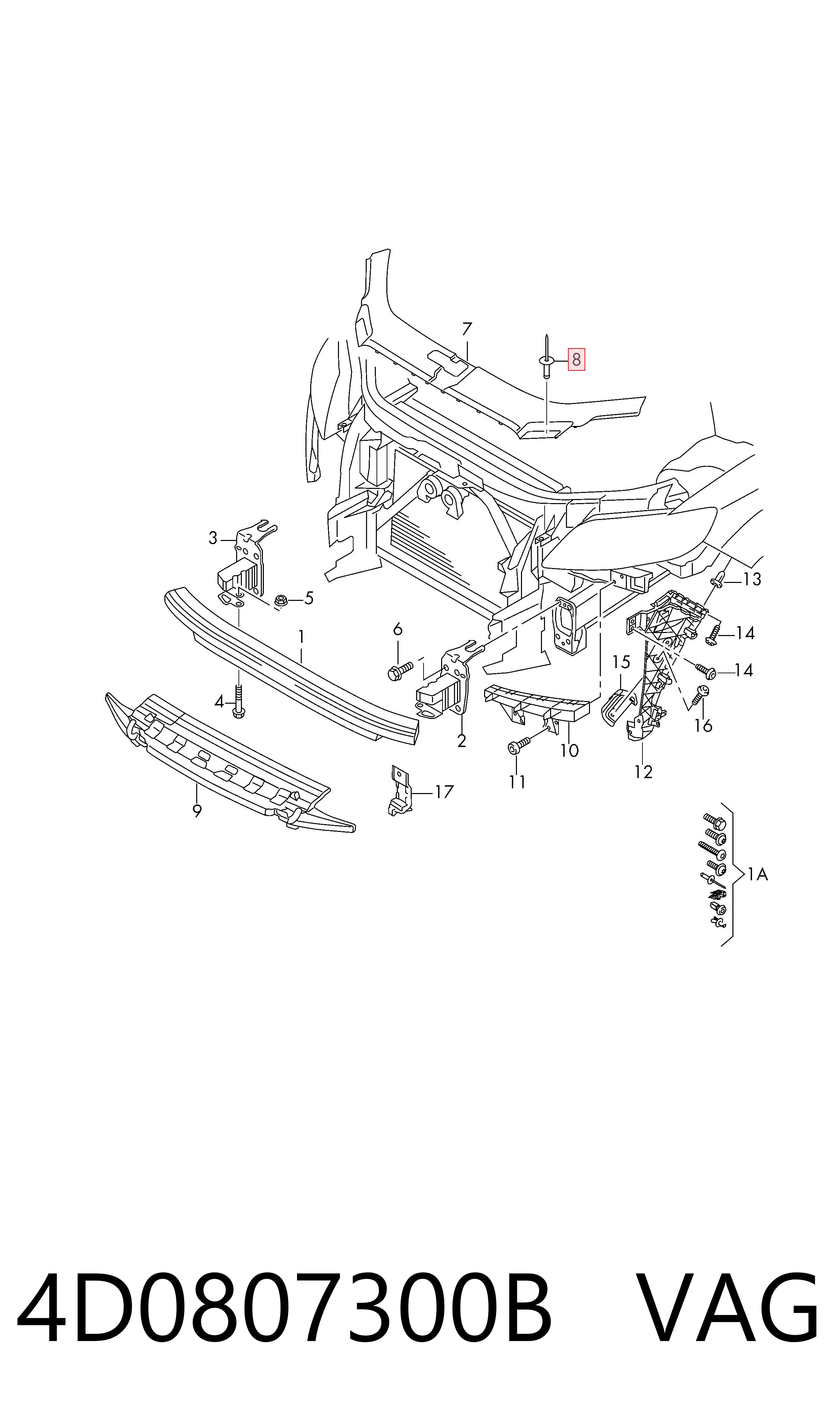 Clip del aislante del capó VAG 4D0807300B precio, desde 0,57 EUR