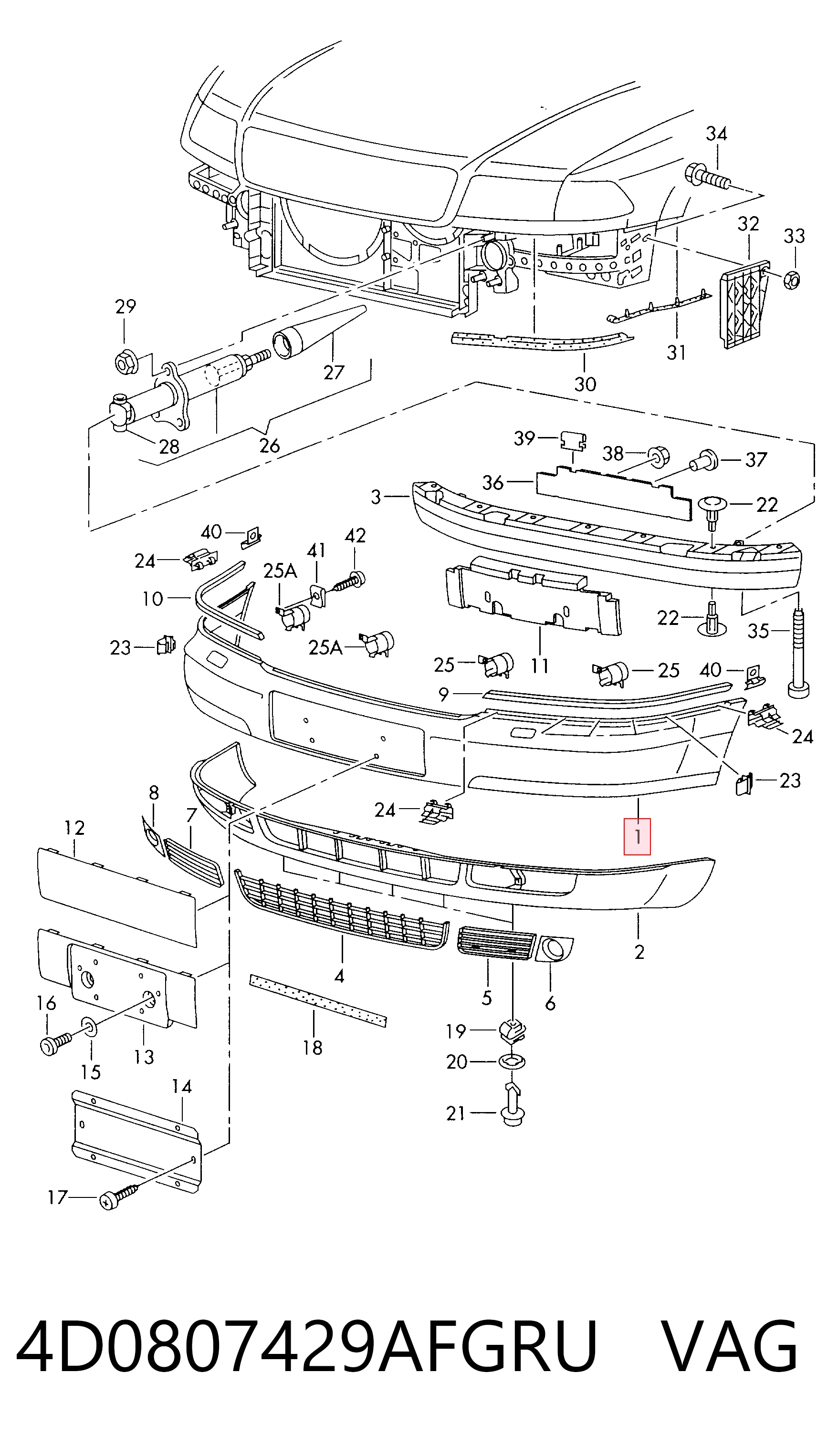 Paragolpes para Audi A8 4D2, 4D8