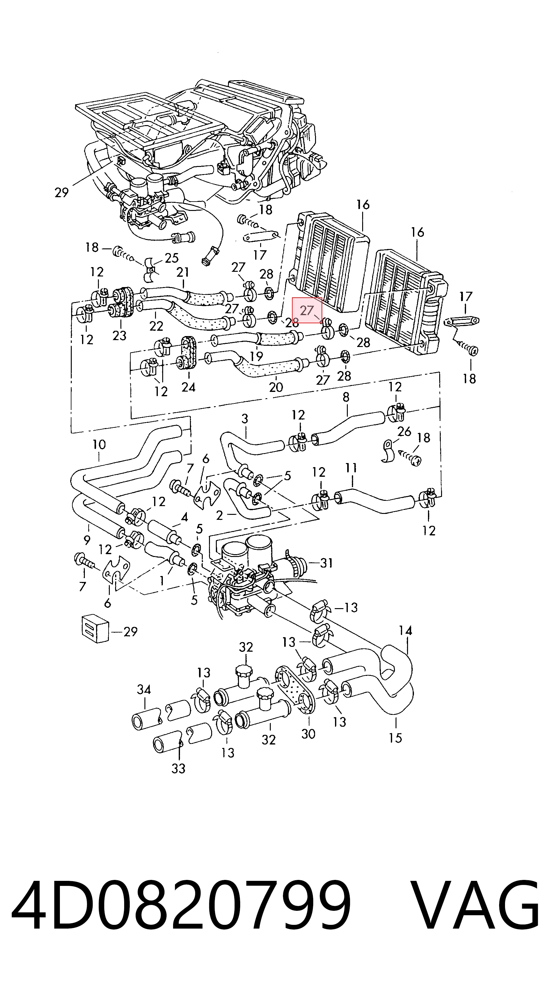 4D0820799 VAG Soporte del tanque de combustible